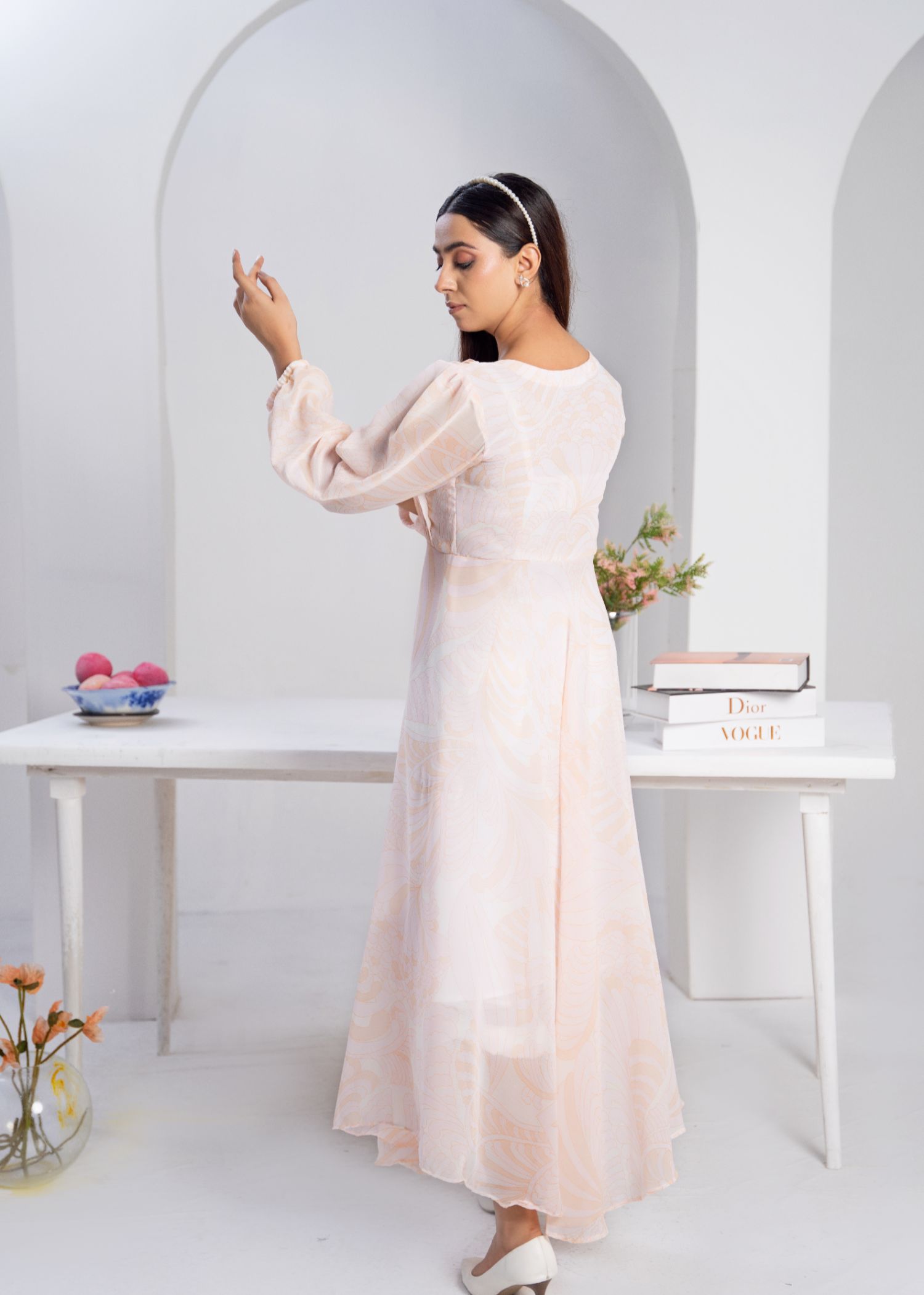 chiffon Dress in Pastel pink