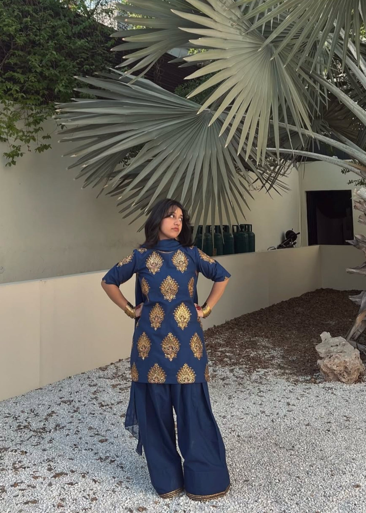 lawn Kurta Set in Sapphire blue