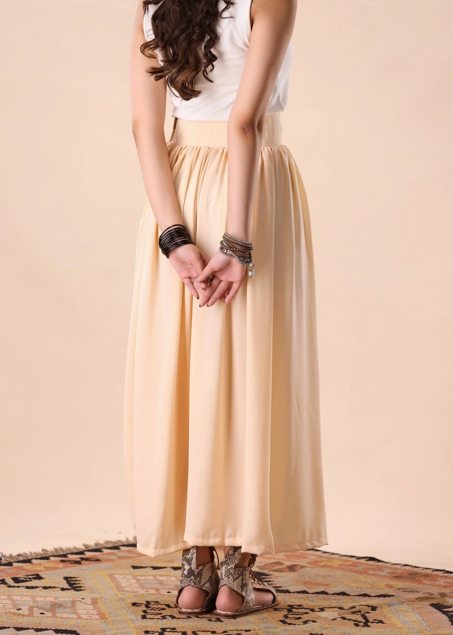 polyester Skirt in Beige