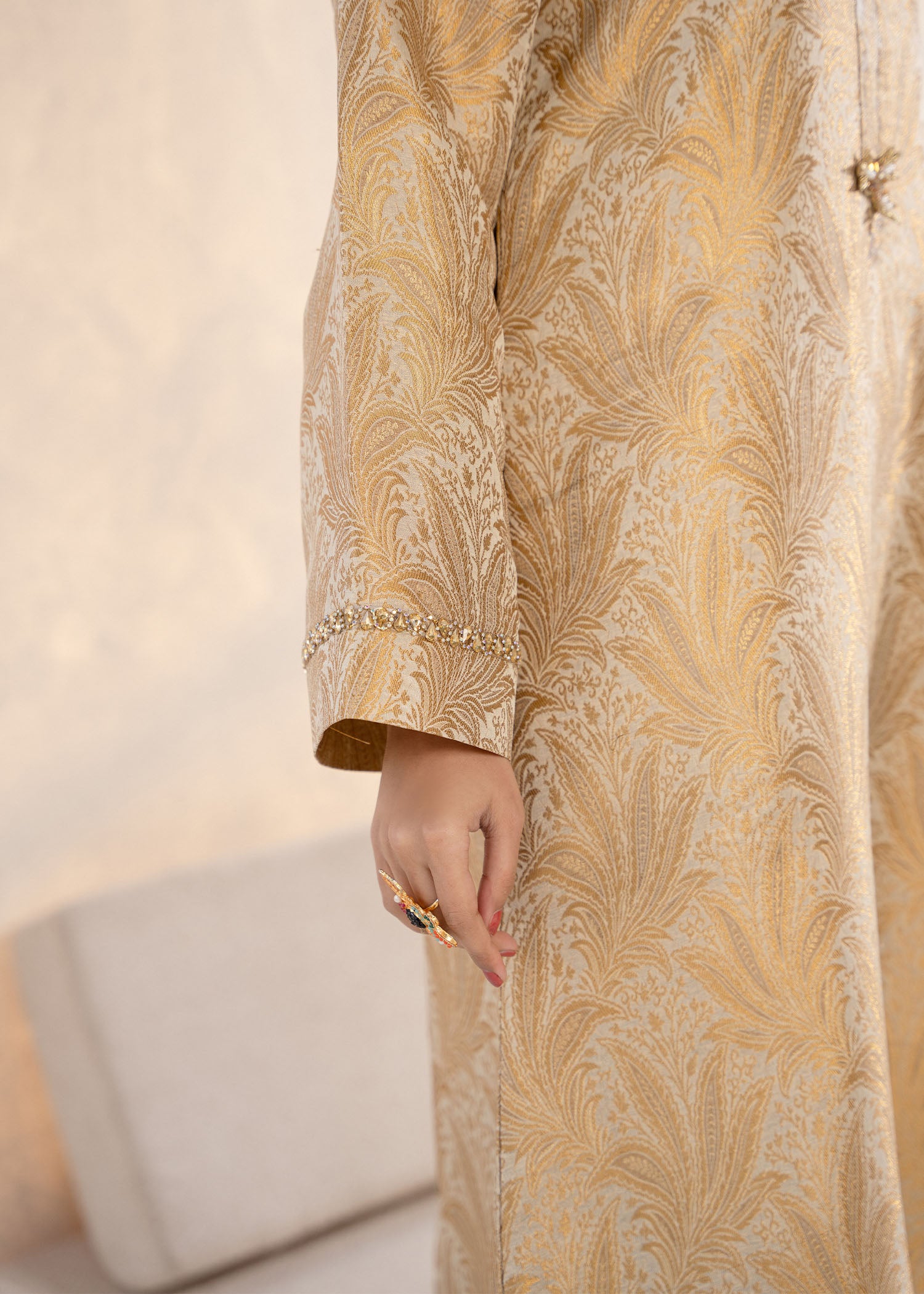 banarasi Kurta Set in Gold