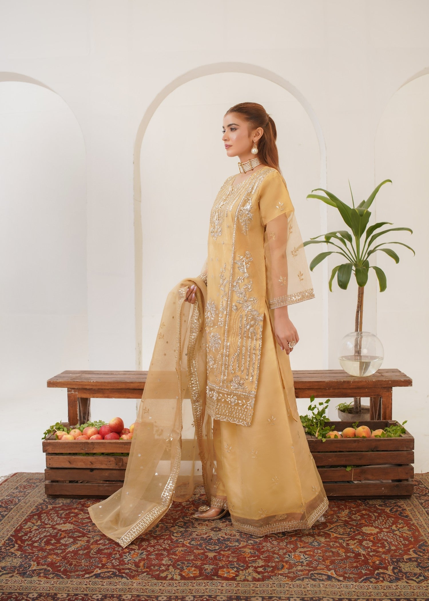 organza Sharara in Beige