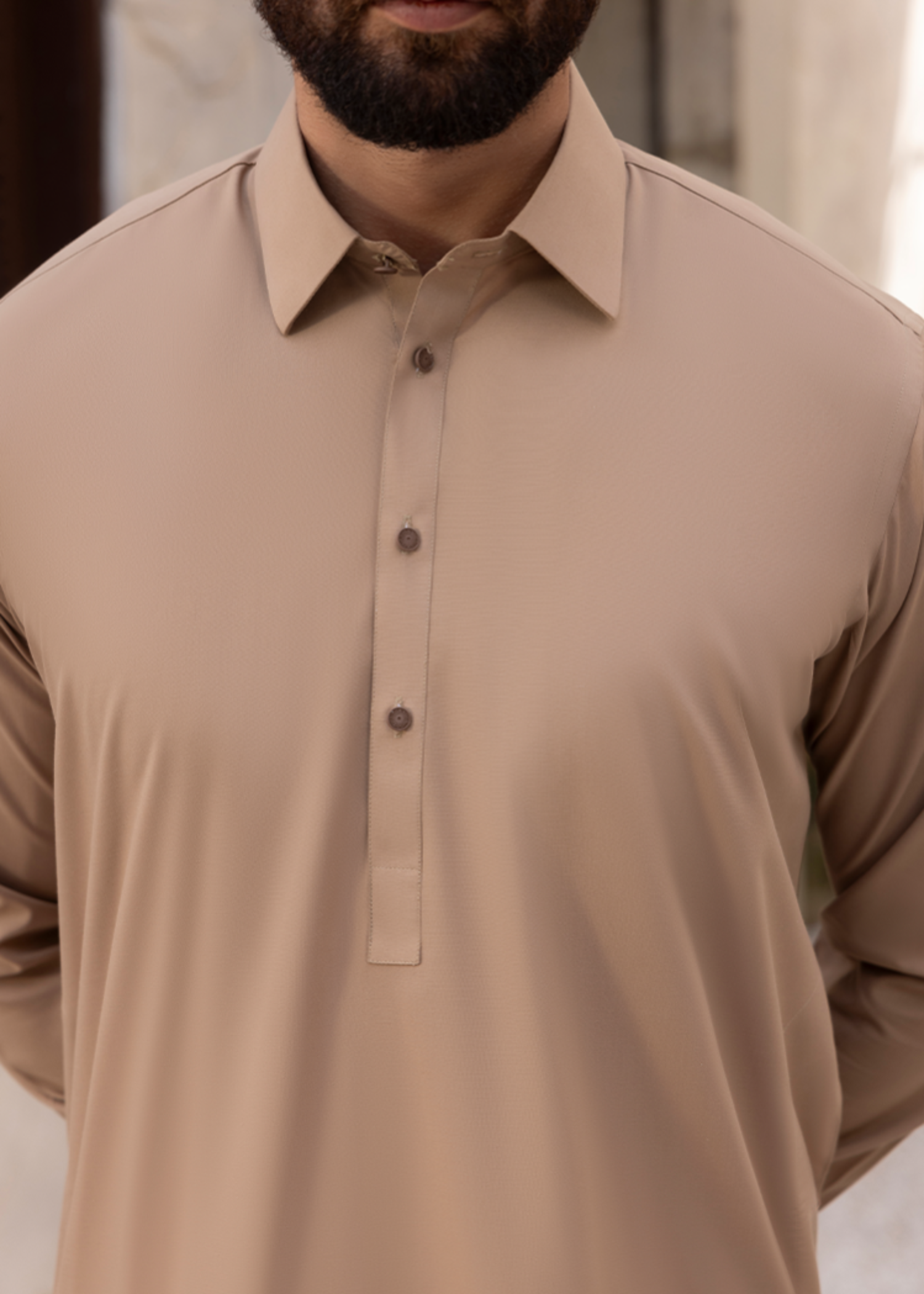 wash & wear Shalwar Kameez in Khaki brown