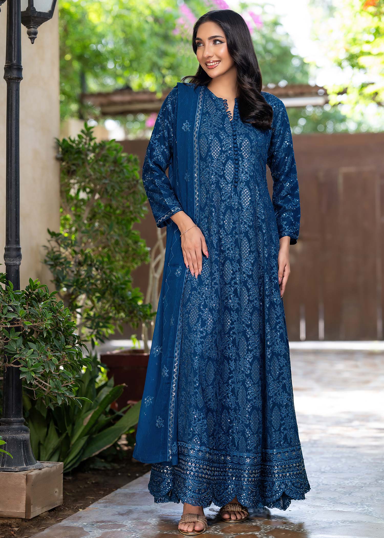 chiffon Pishwas in Royal blue