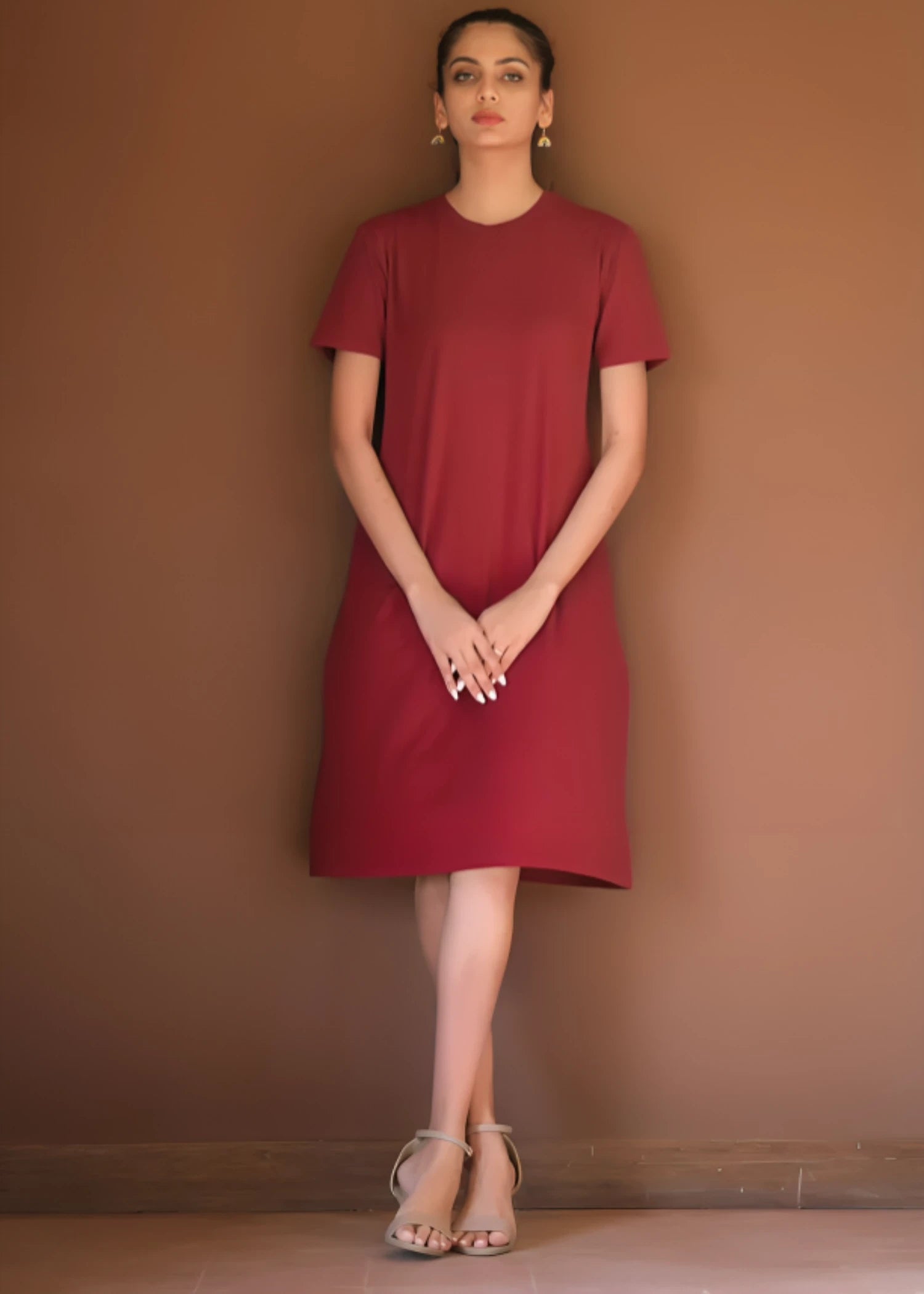 jersey knit Dress in Maroon