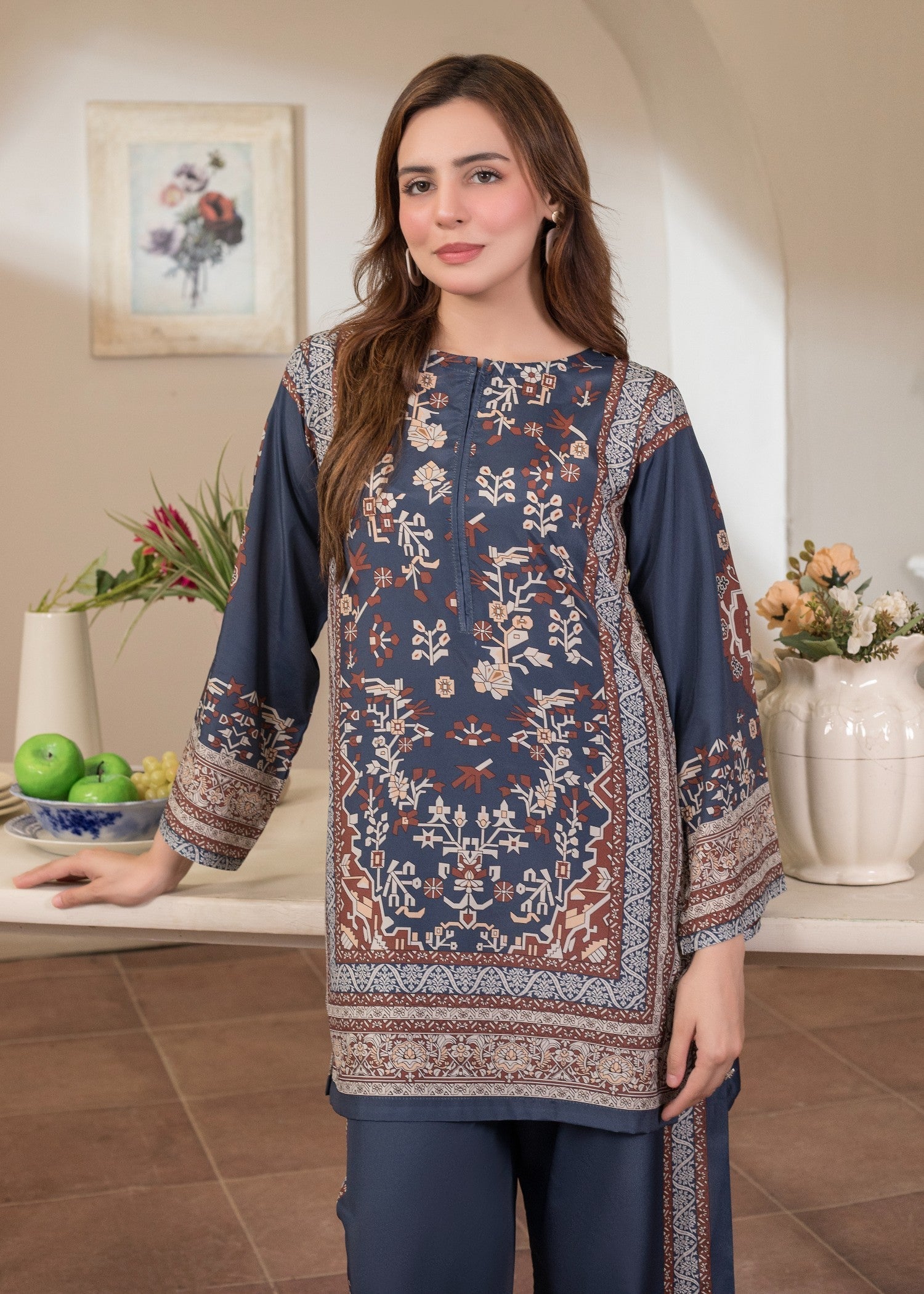 polyester crepe Co Ord Sets in Navy blue