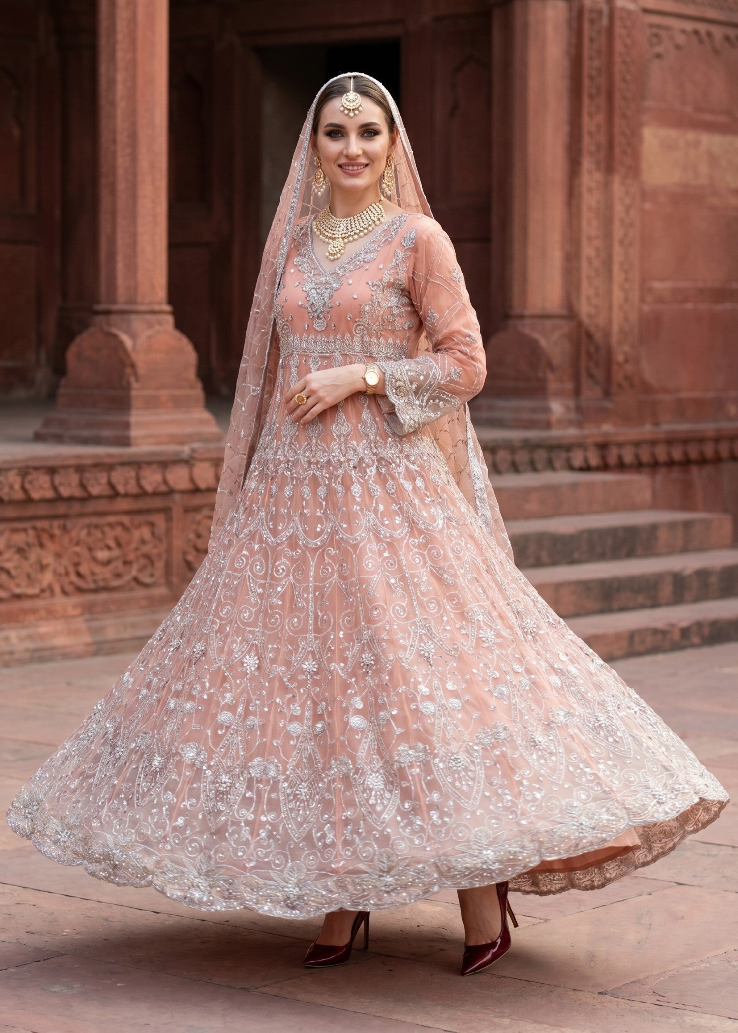 net Maxi in Indian pink