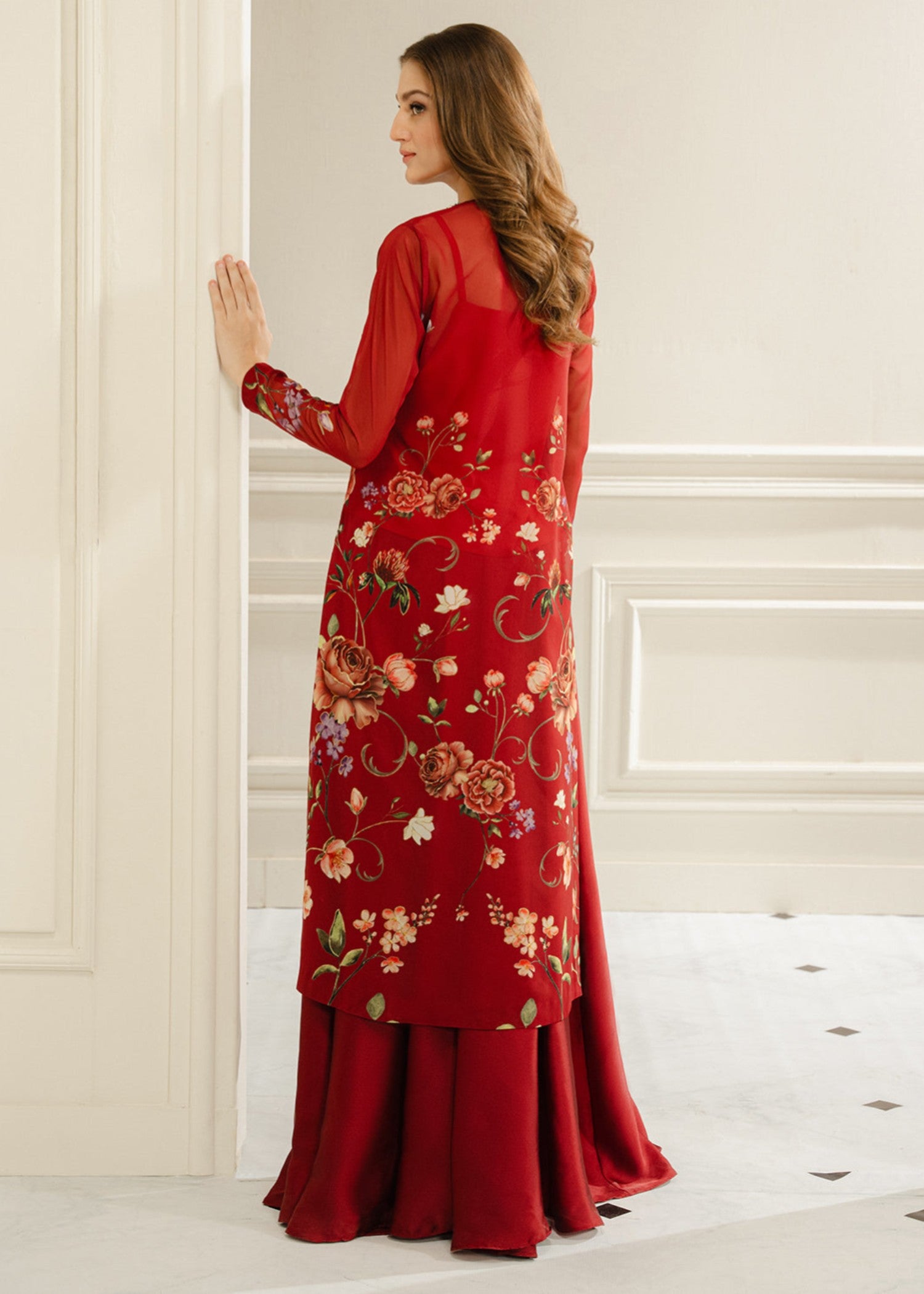 georgette chiffon Kurti in Red