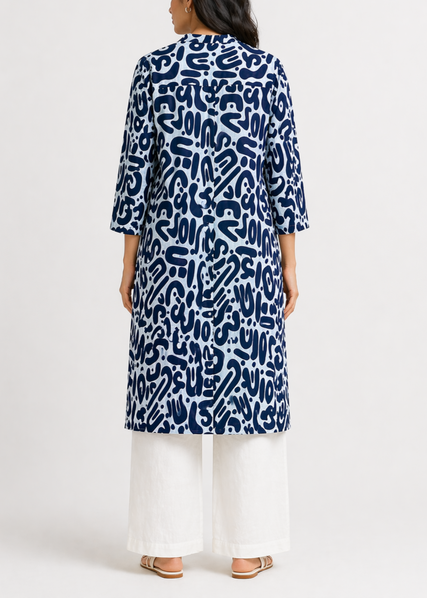 cotton Kurti in Navy blue, white