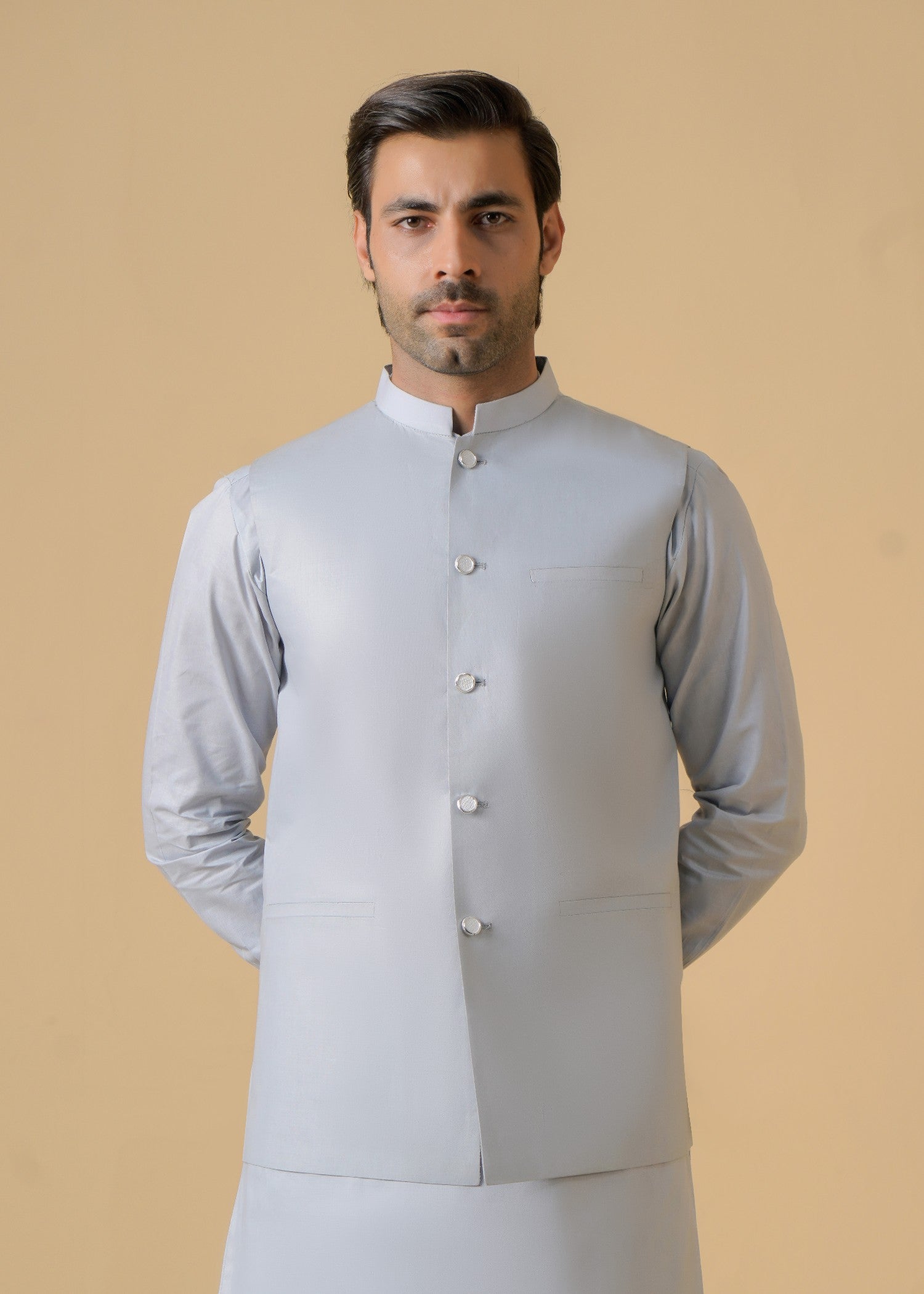 cotton Waistcoat in Light grey