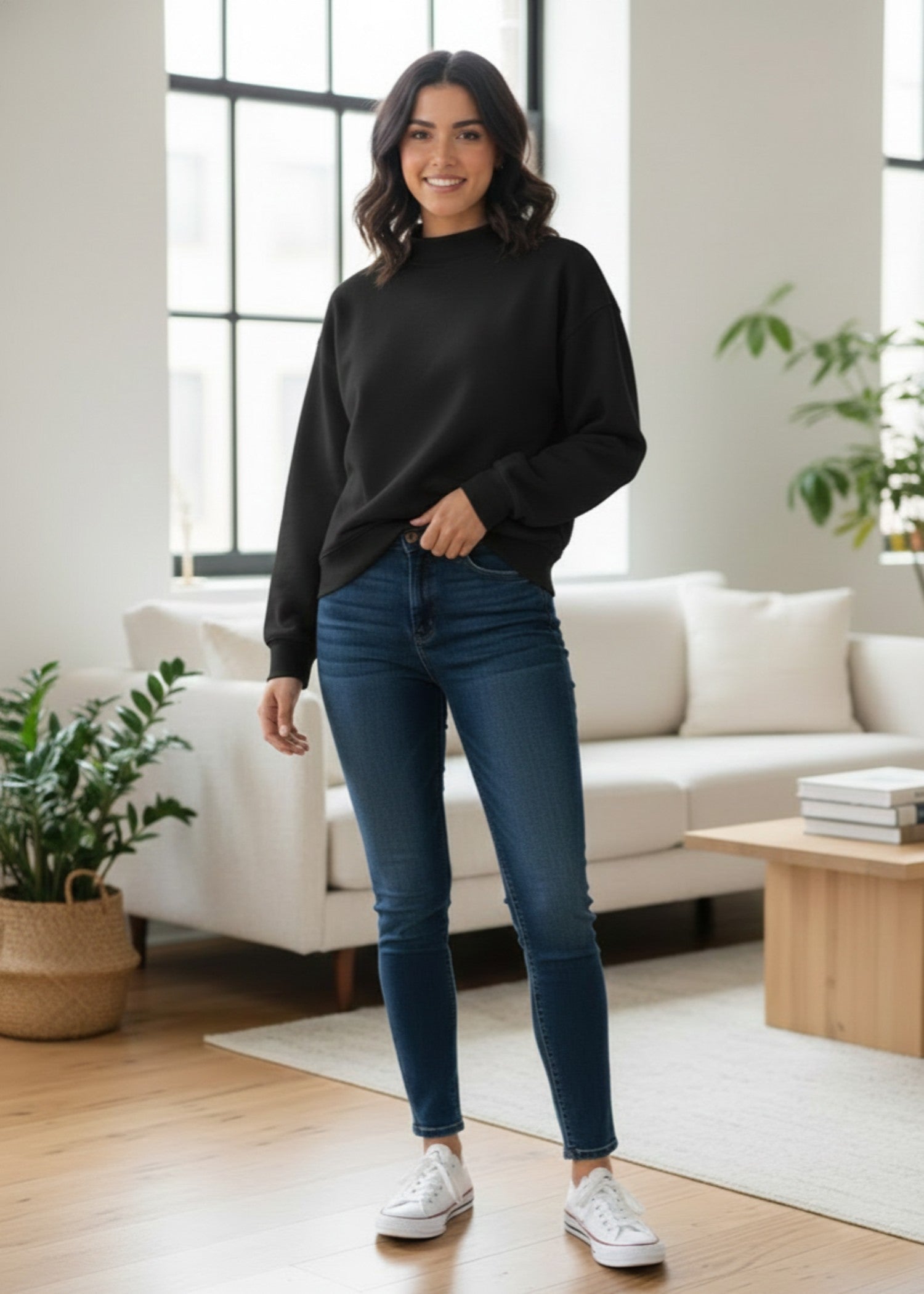 fleece Sweatshirt in Black