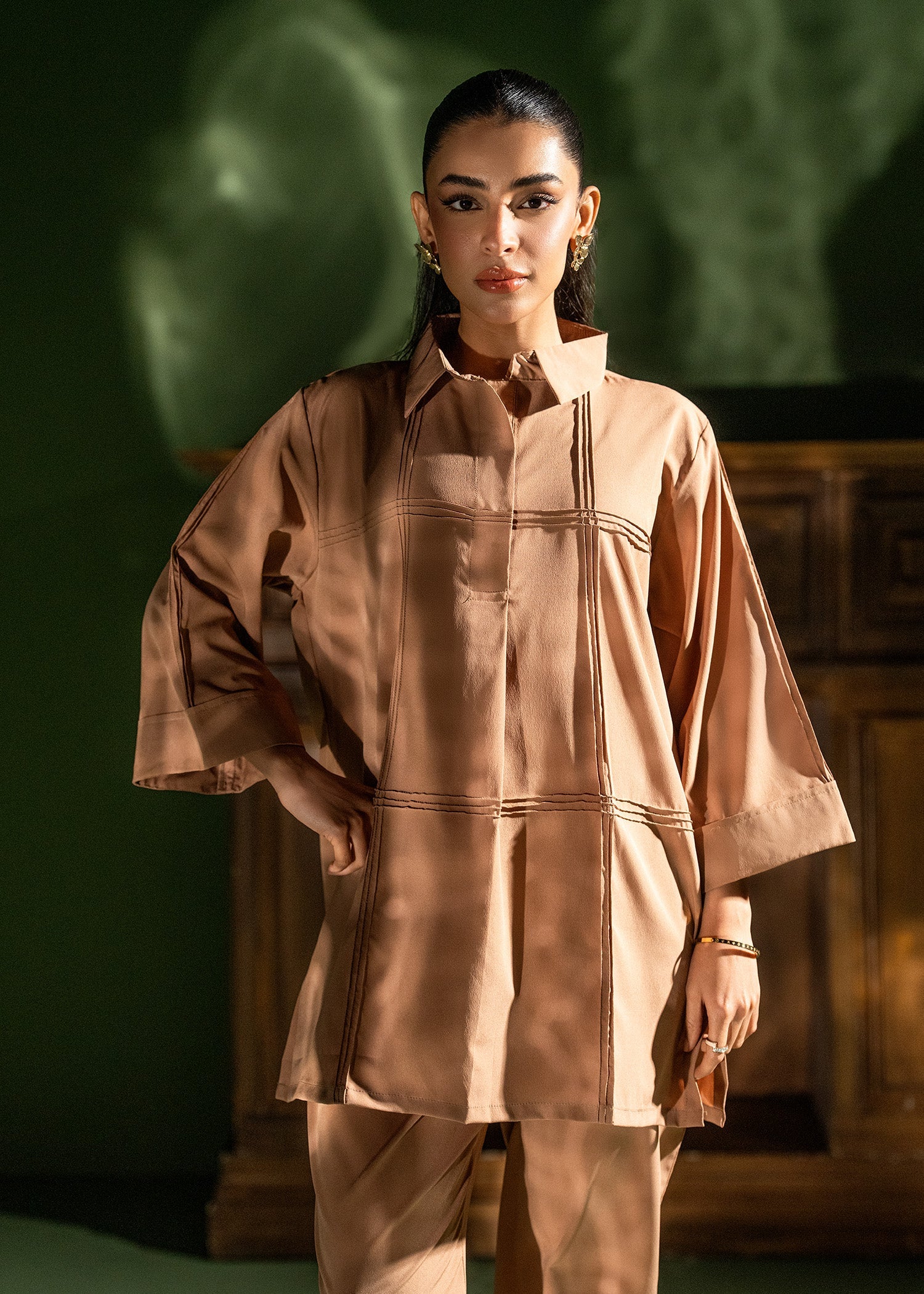 crepe Co Ord Sets in Earth brown