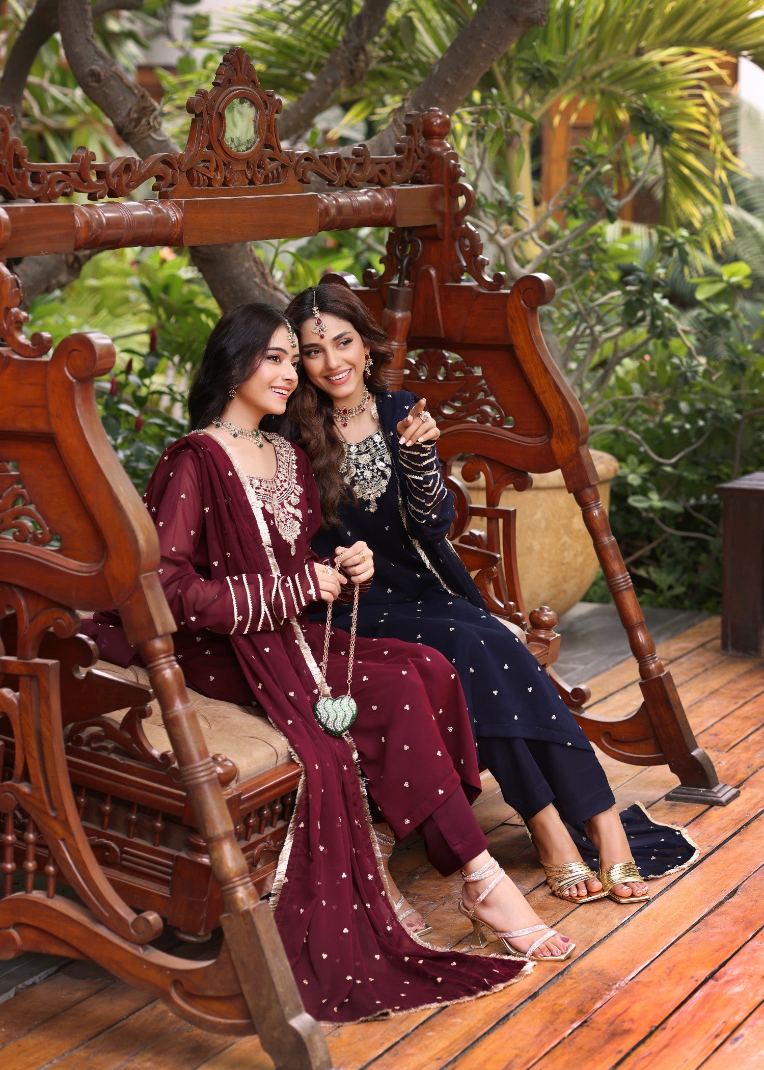 pk chiffon Pishwas in Maroon