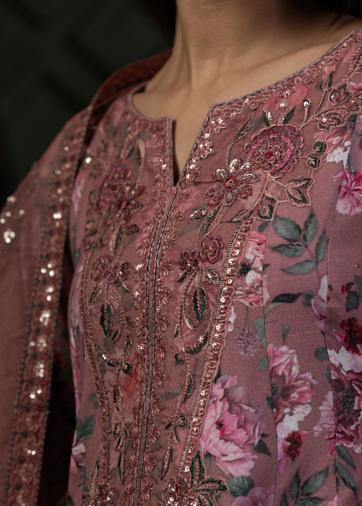 raw silk Pishwas in Zinnia pink