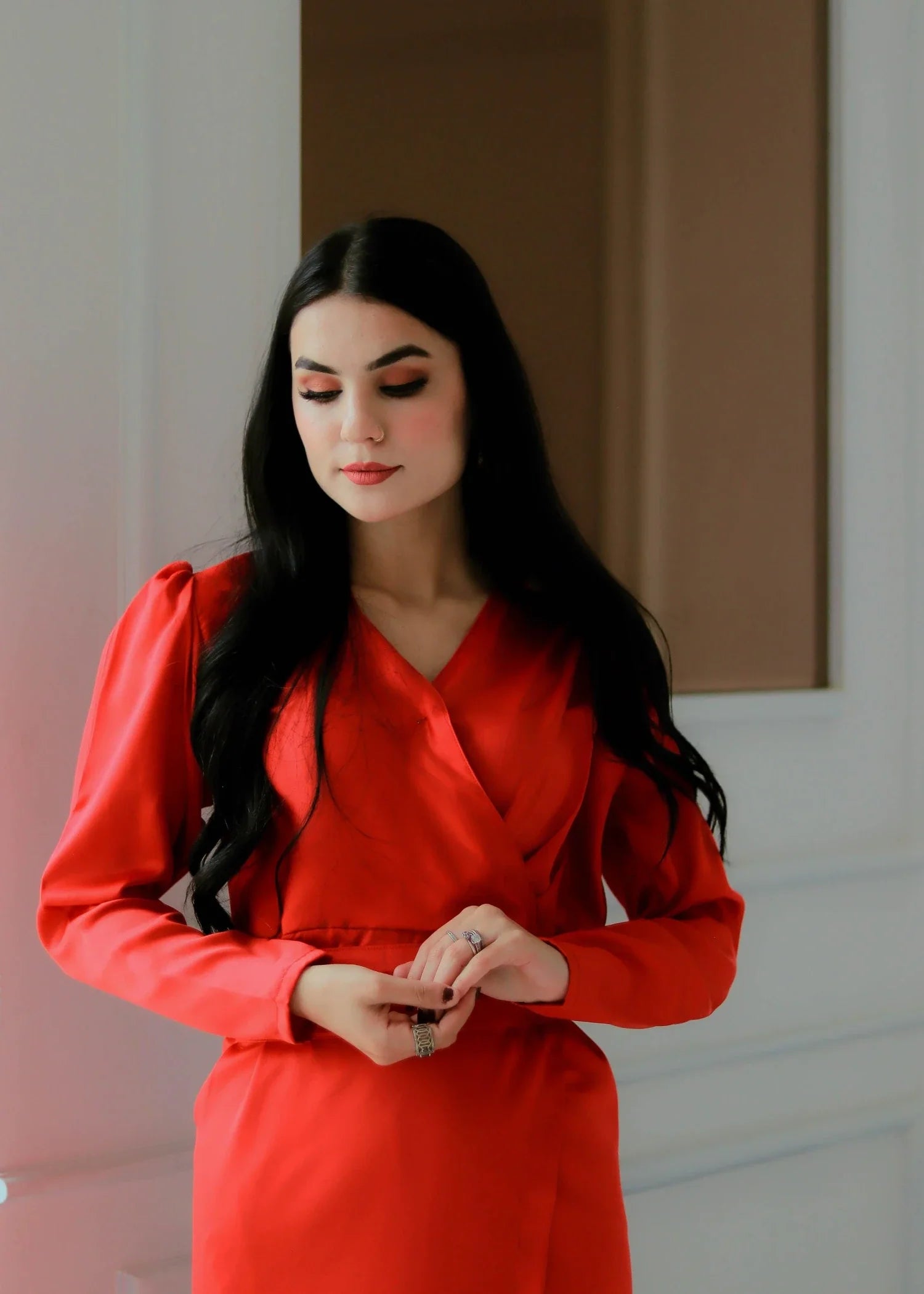 silk Dress in Blood red