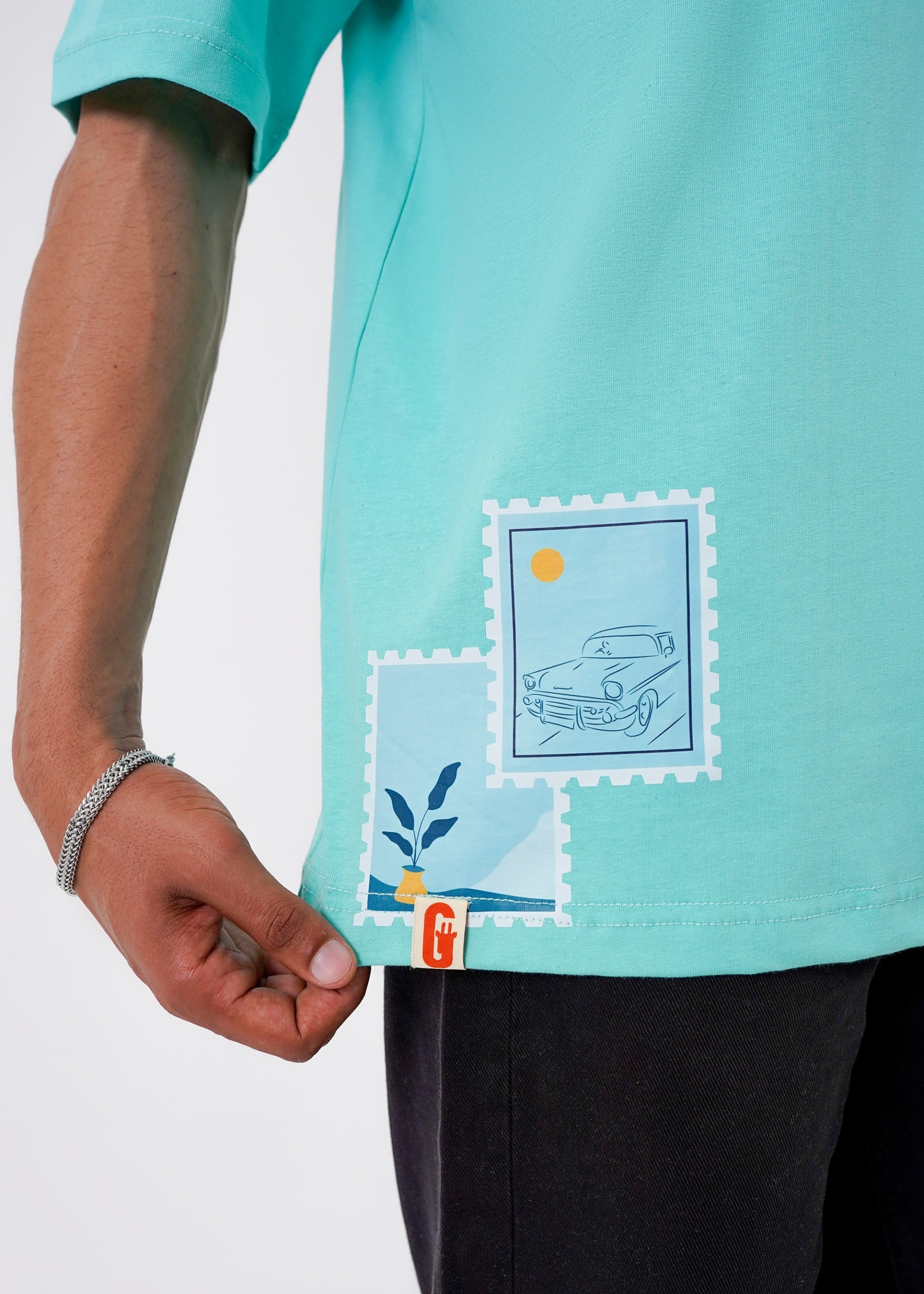 cotton T Shirt in Aquamarine
