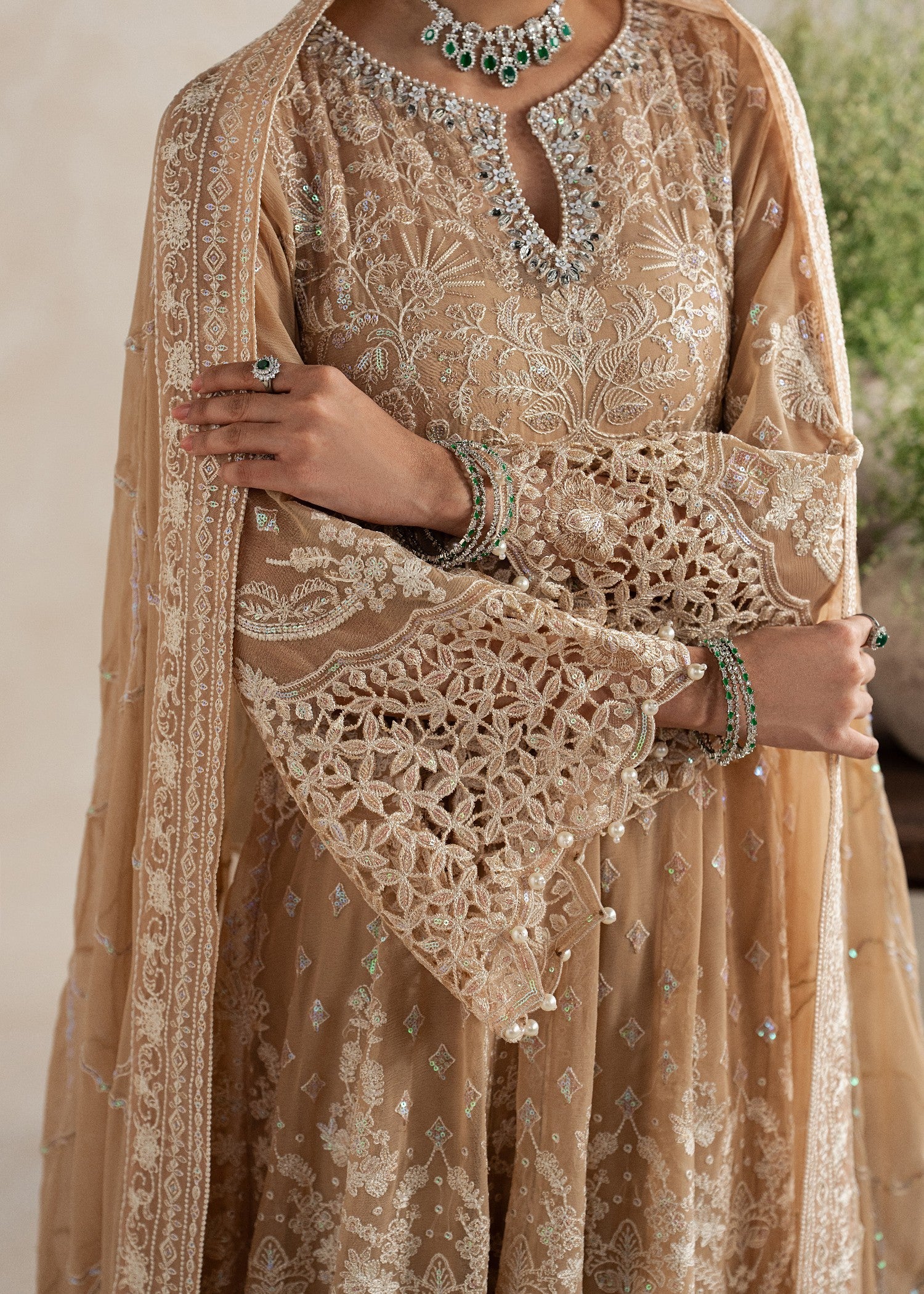 chiffon Pishwas in Champagne