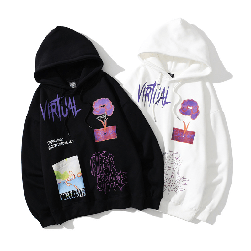 Printed Pullover Hooded Sweatshirt Pullover