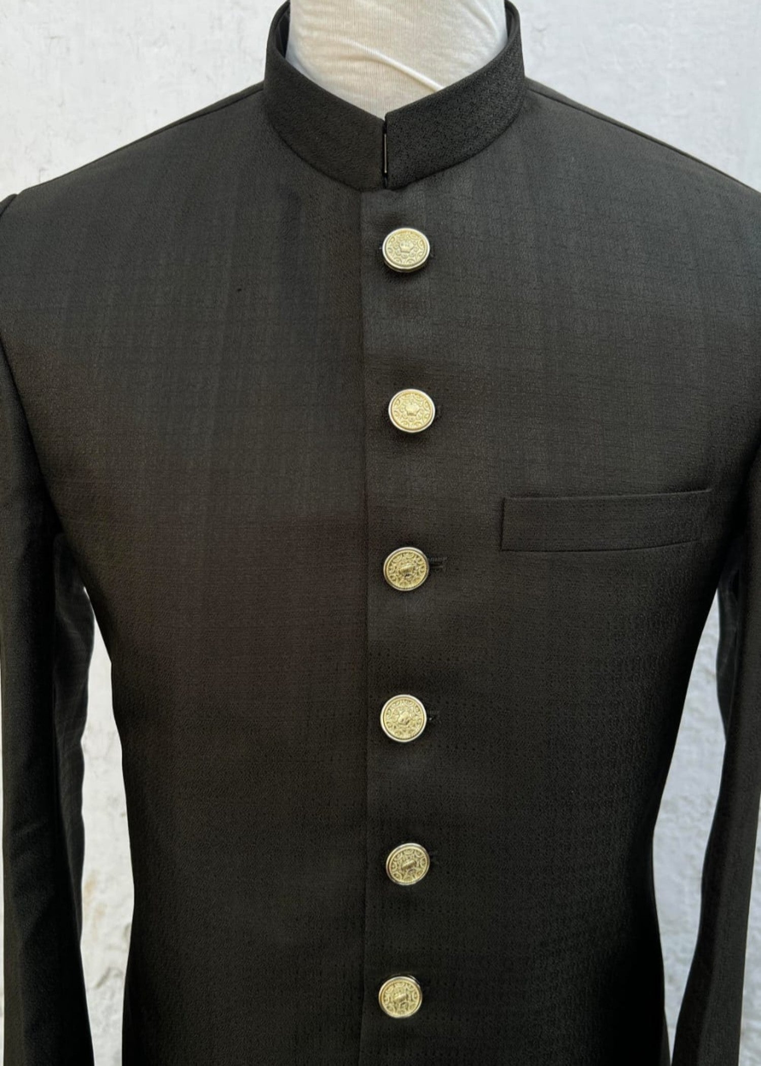 jamawar jacquard Sherwani in Army green