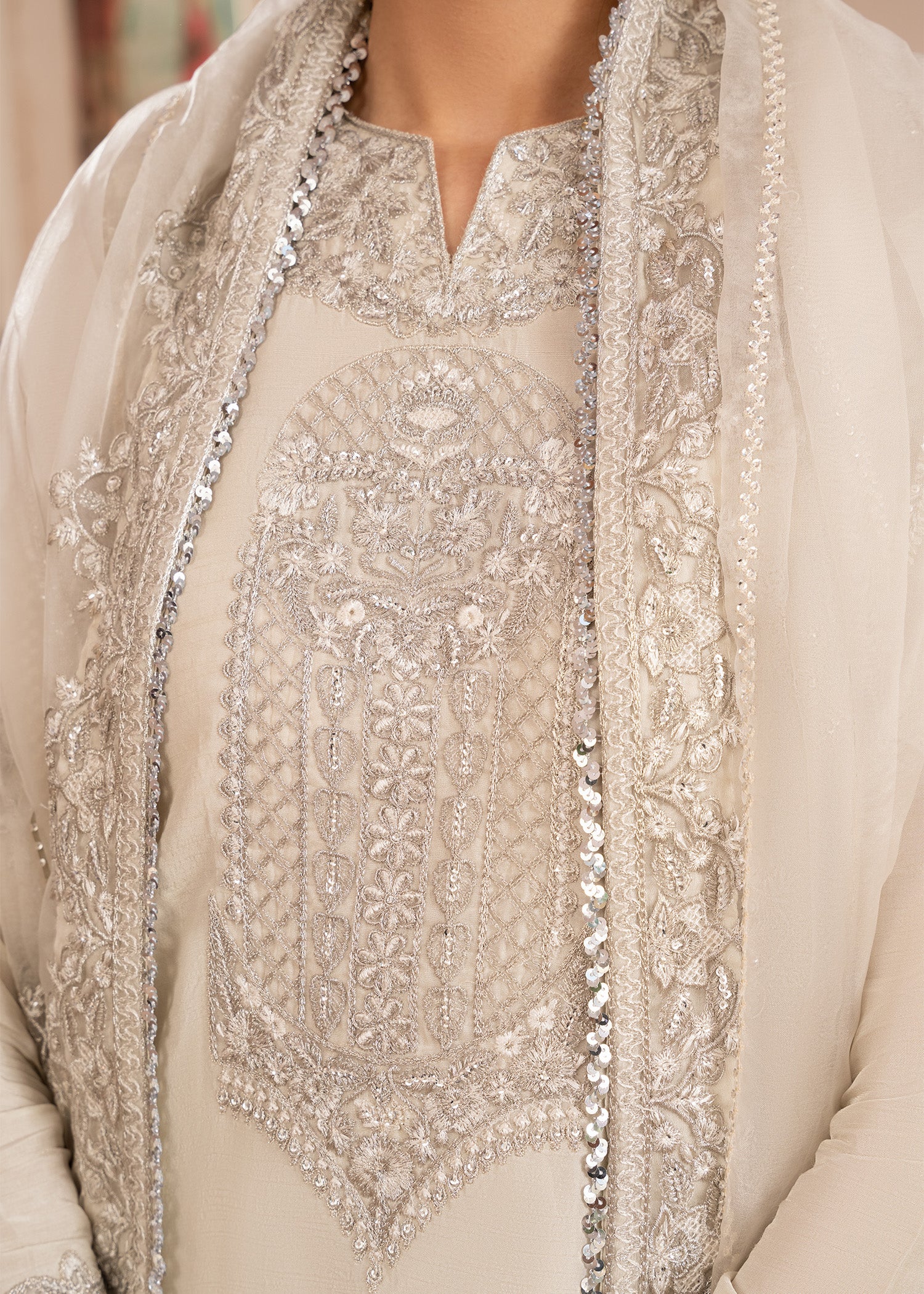pk raw silk Gharara in Off-white