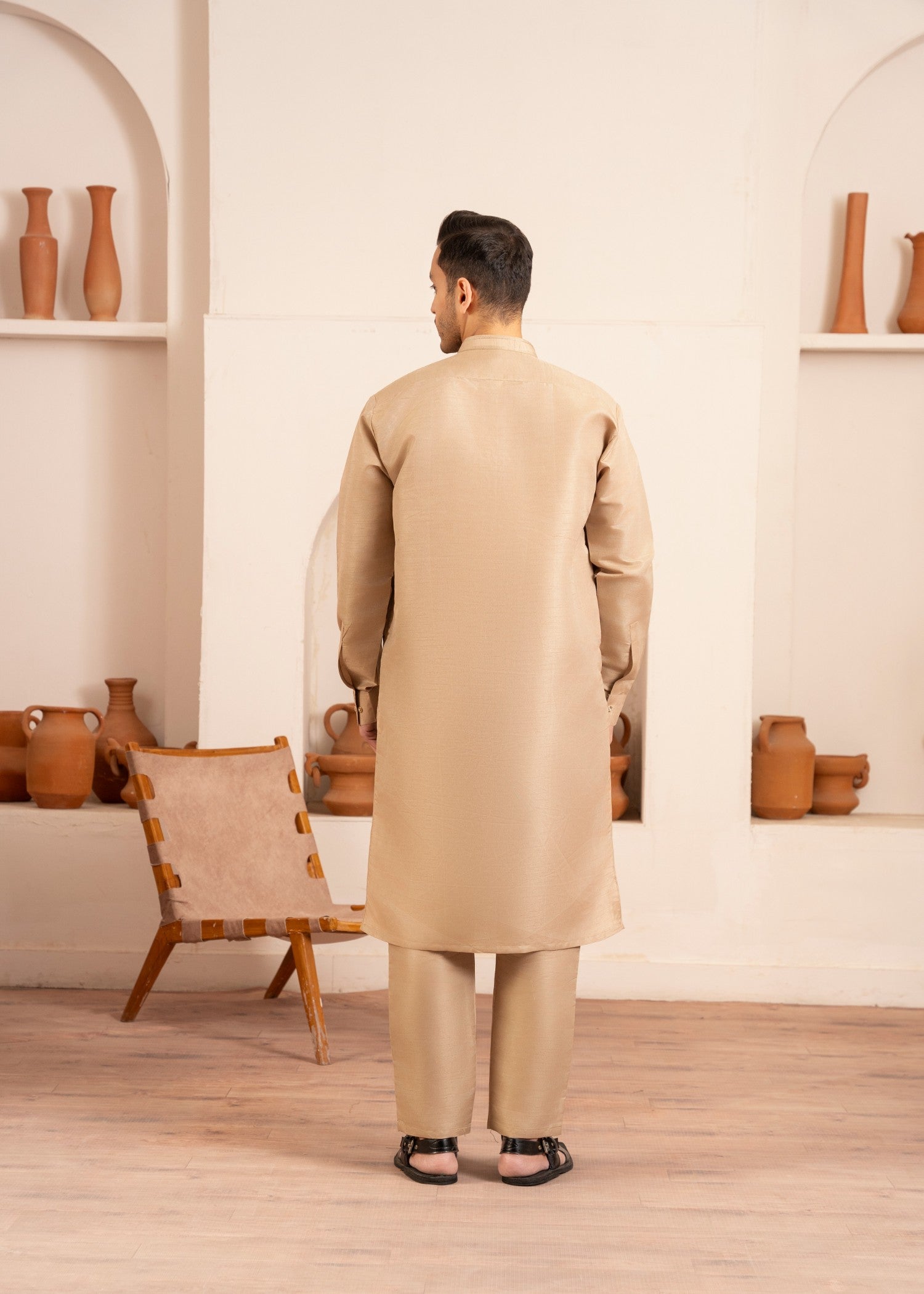 raw silk Kurta Set in Wheat
