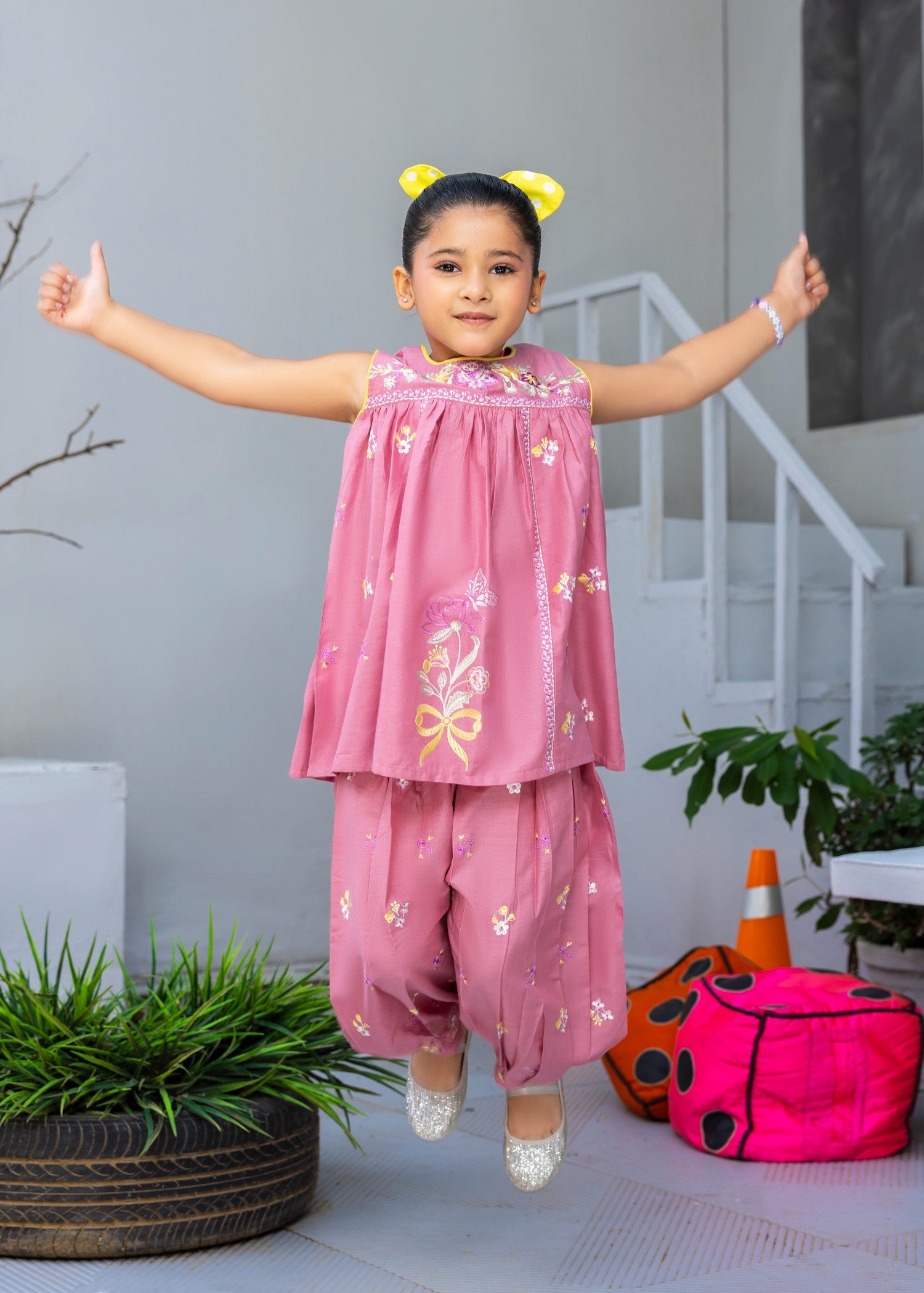 lawn cotton Short Frock in Pink
