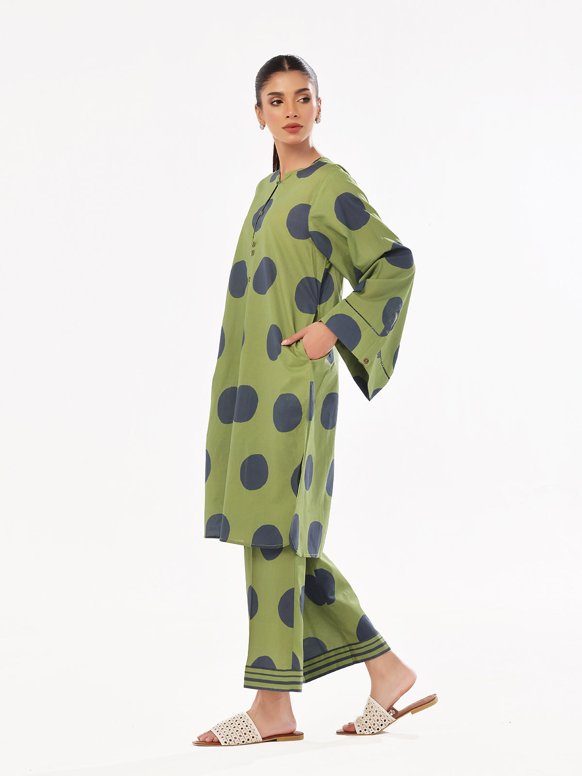swiss lawn Co Ord Sets in Olive green