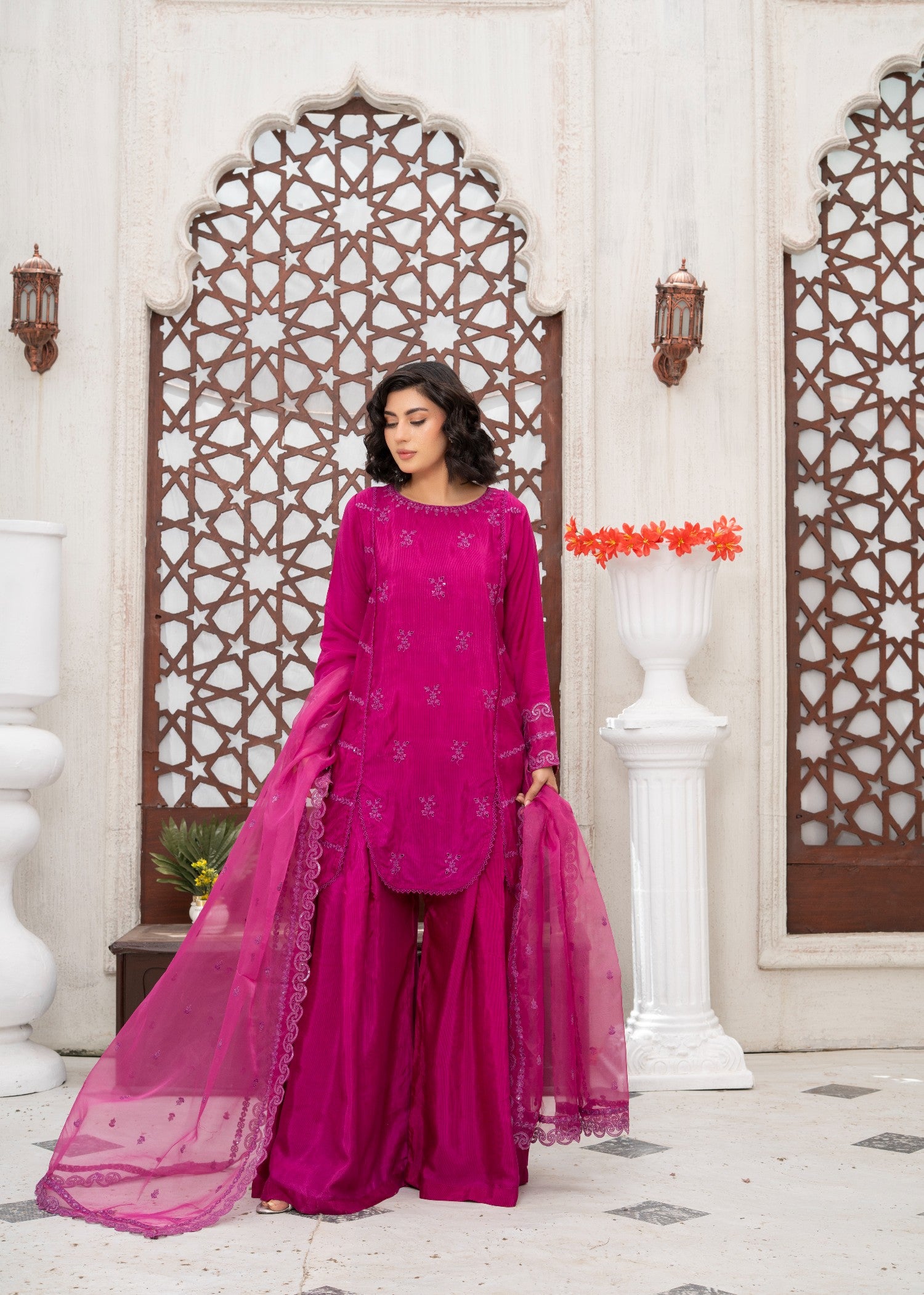 raw silk Sharara in Purple