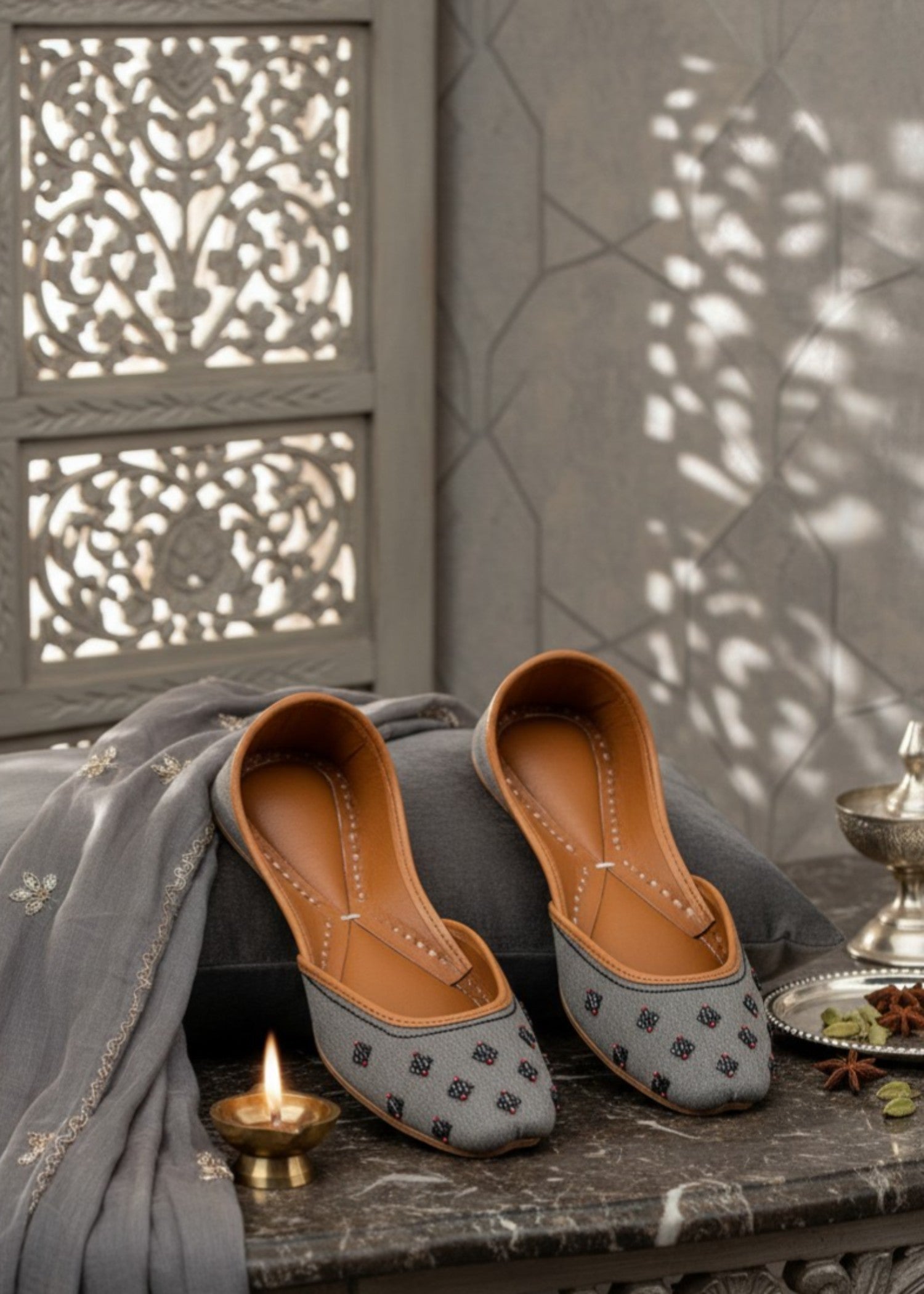 Khussa in Grey by - High Quality Women Khussa LPT0505