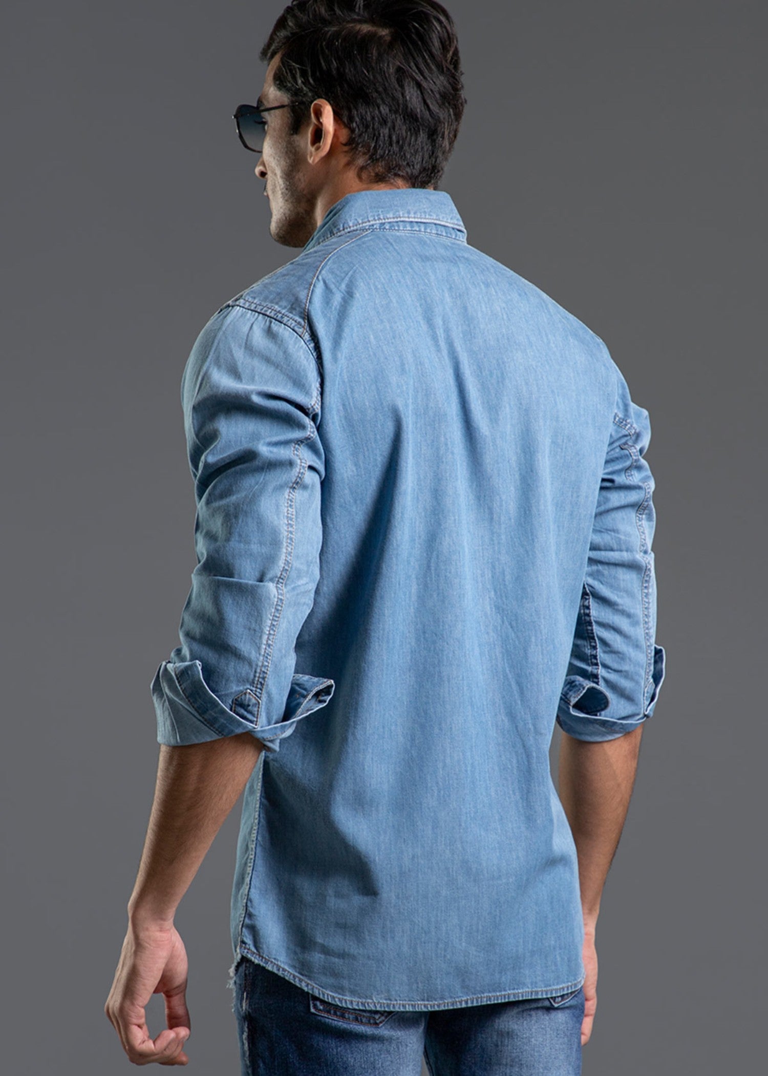 denim Casual Shirt in Light blue