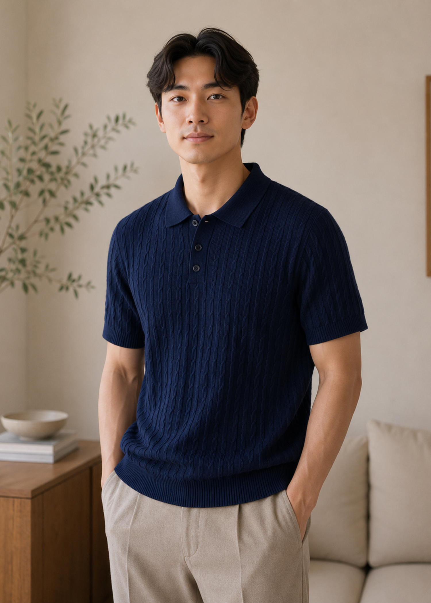 cotton jersey Polo Shirt in Navy blue