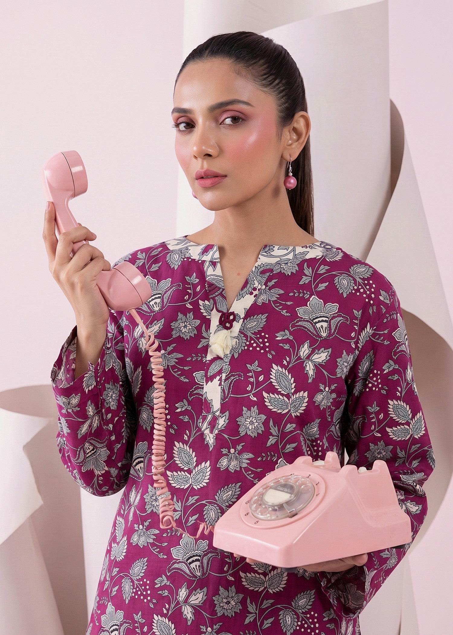 raw silk Kurta Set in Blush red