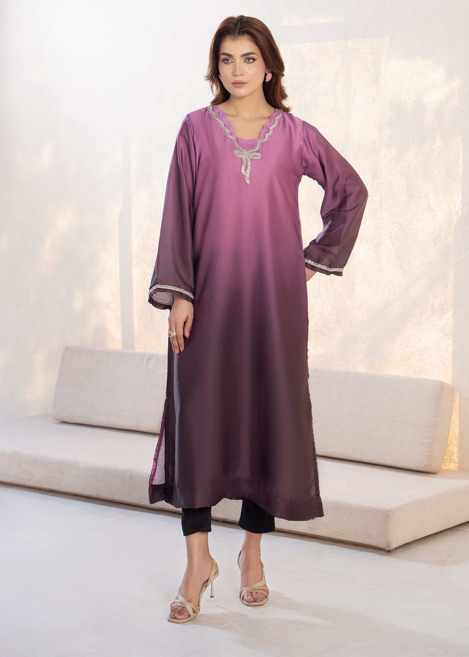 silk Kurti in Magenta haze