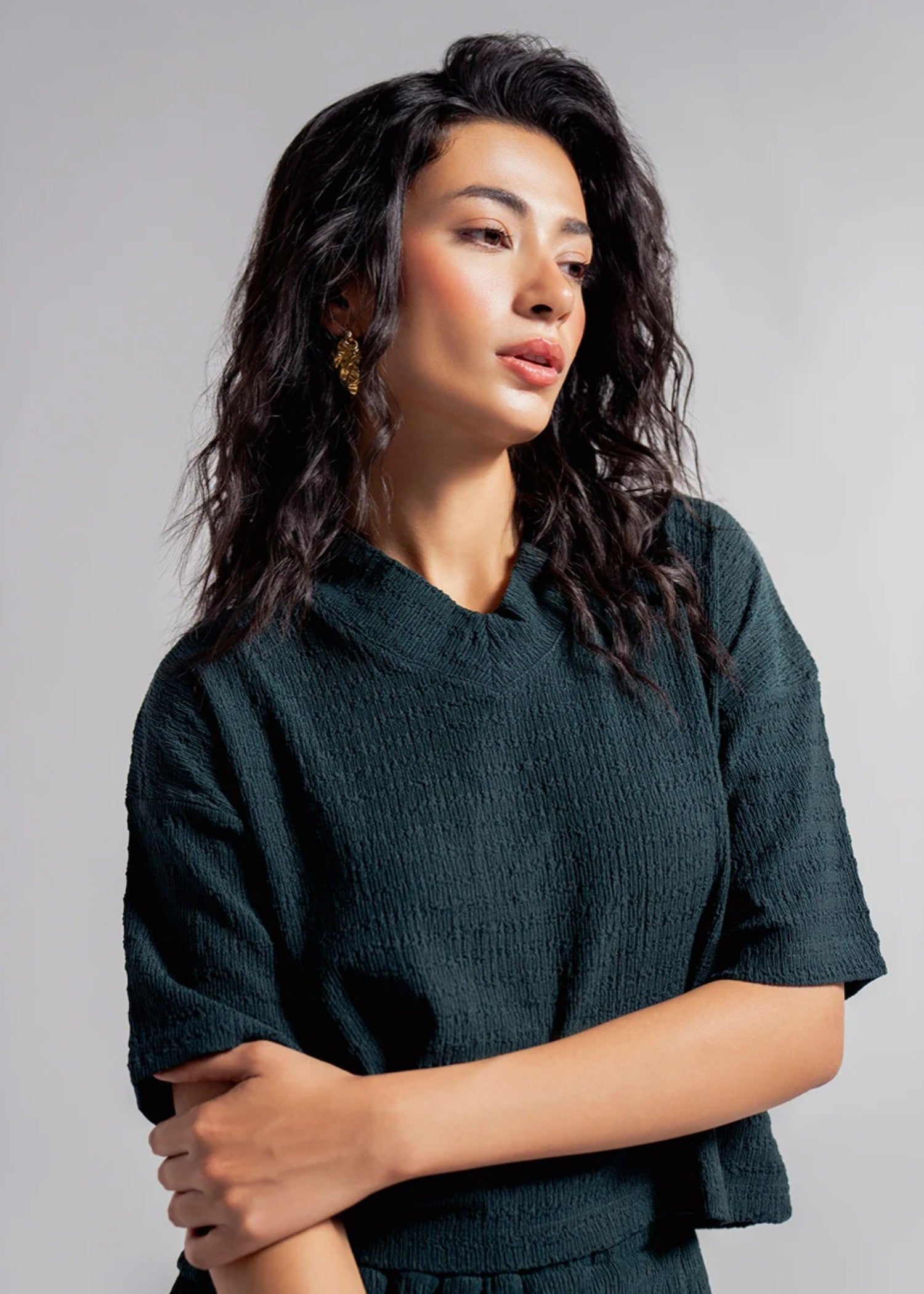 seersucker Top in Sea green