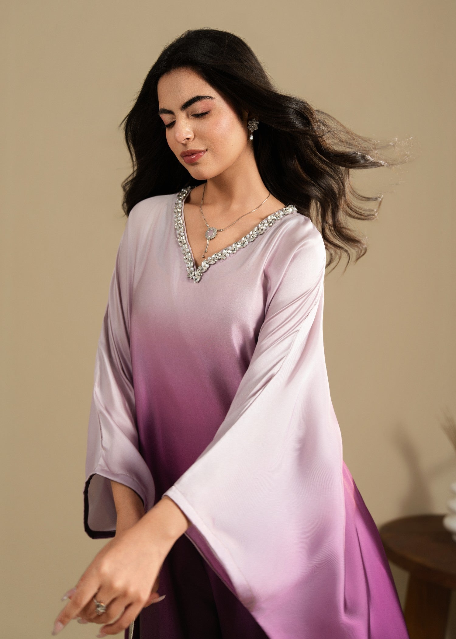 silk Kaftan in Purple