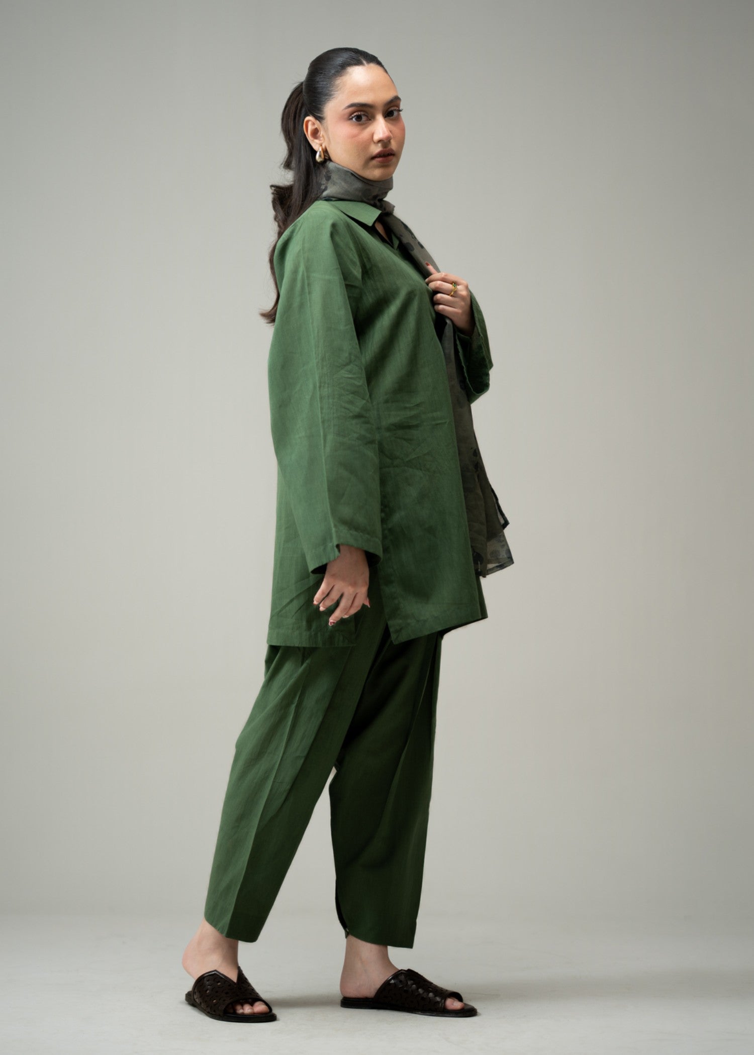pure cotton Co Ord Sets in Bottle green