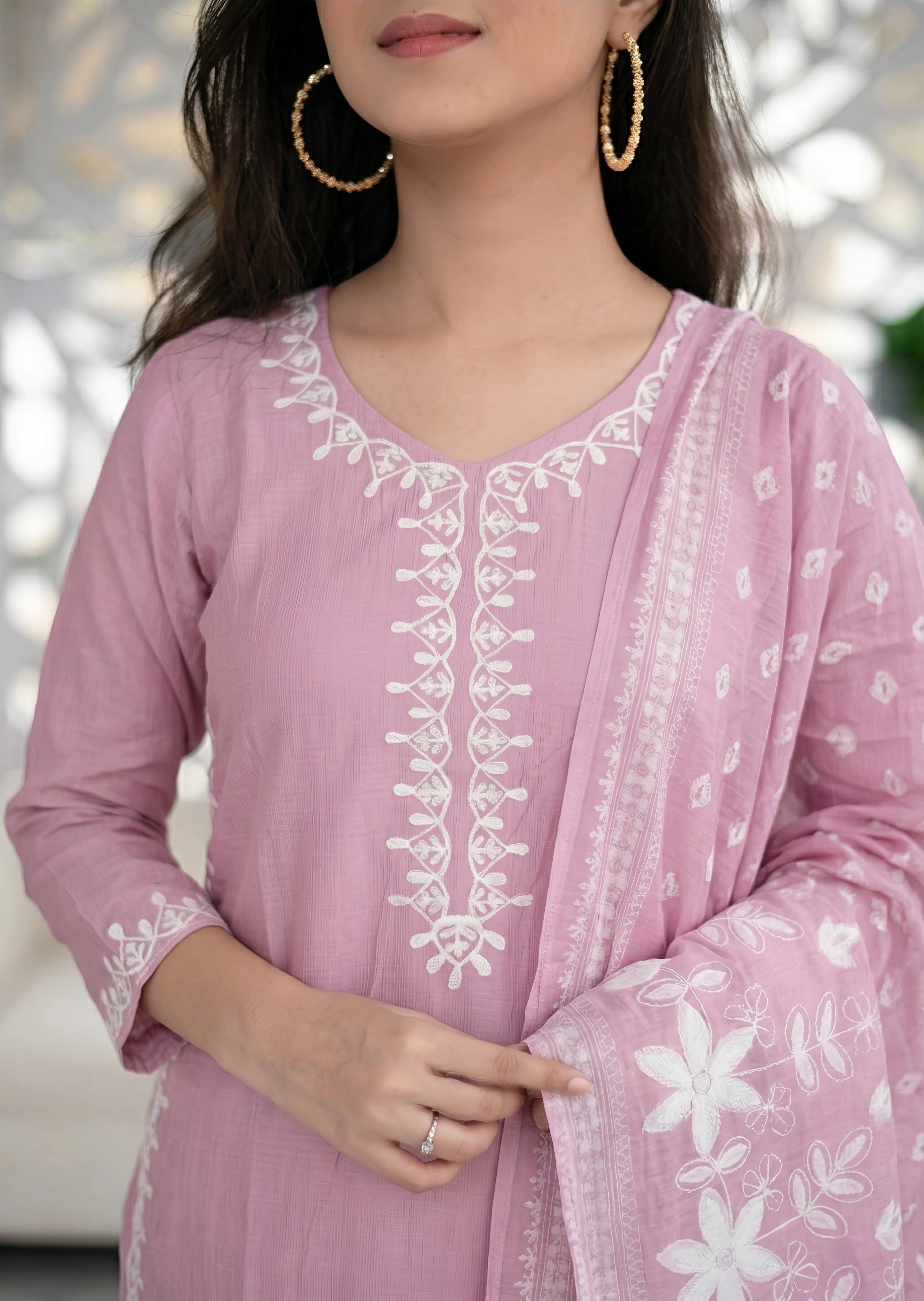 khaddi net Kurta Set in Blush pink