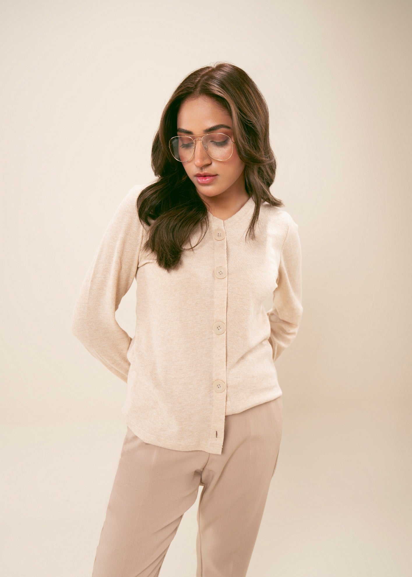 jersey knit Sweater in Off-white