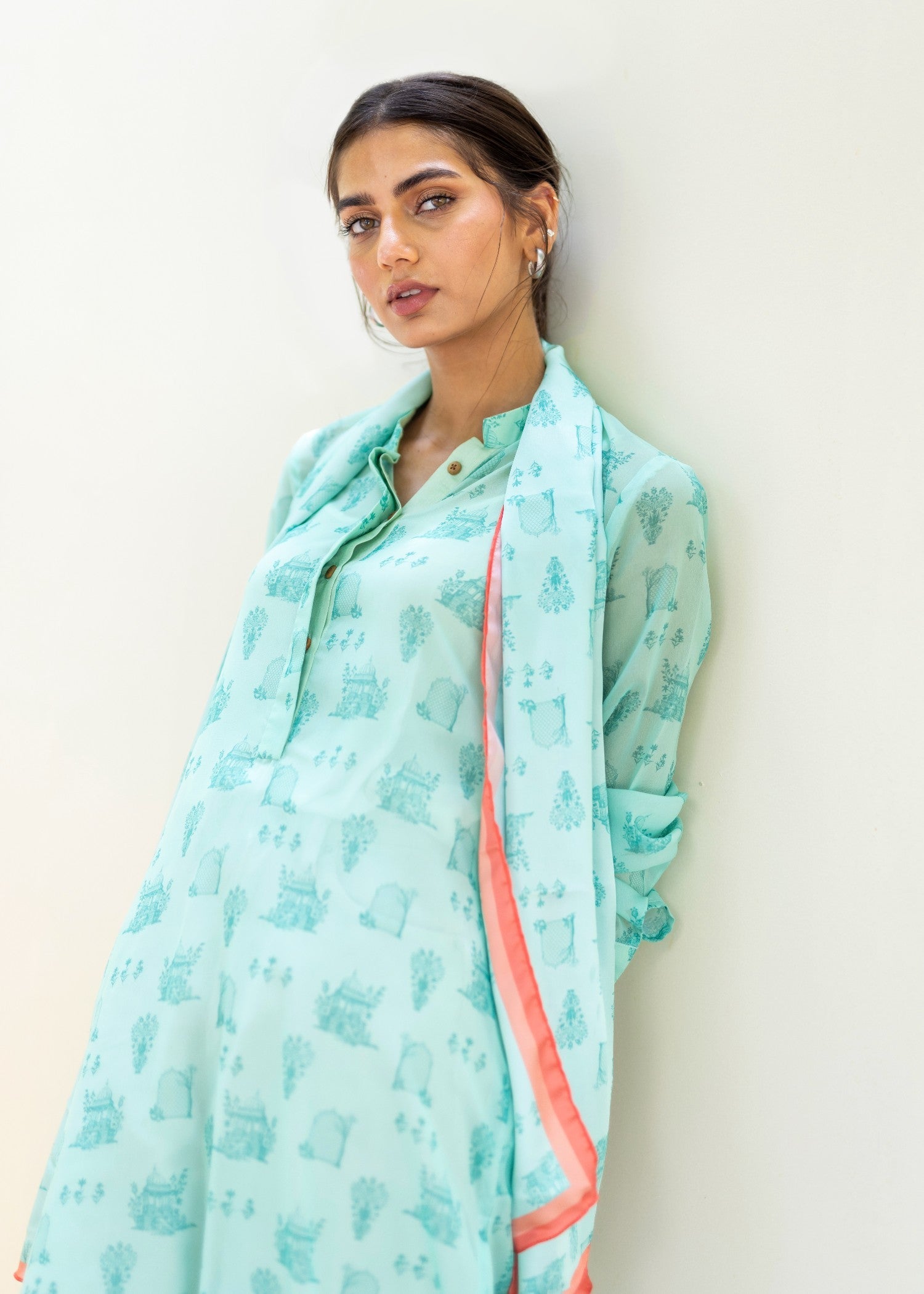 chiffon Kurti in Ice blue