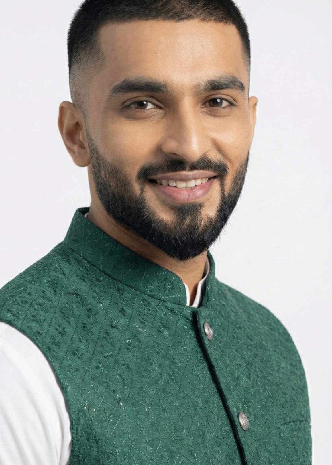 raw silk Waistcoat in Dark green