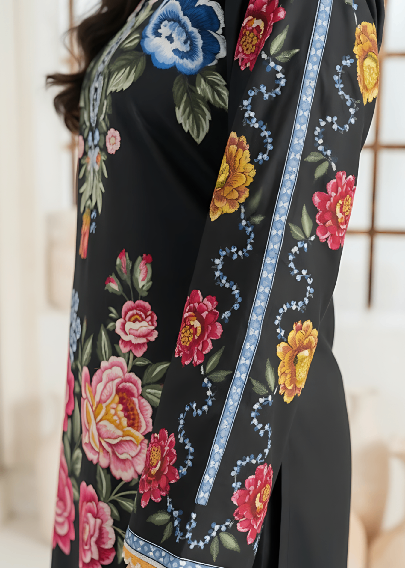 silk Kurti in Jet black