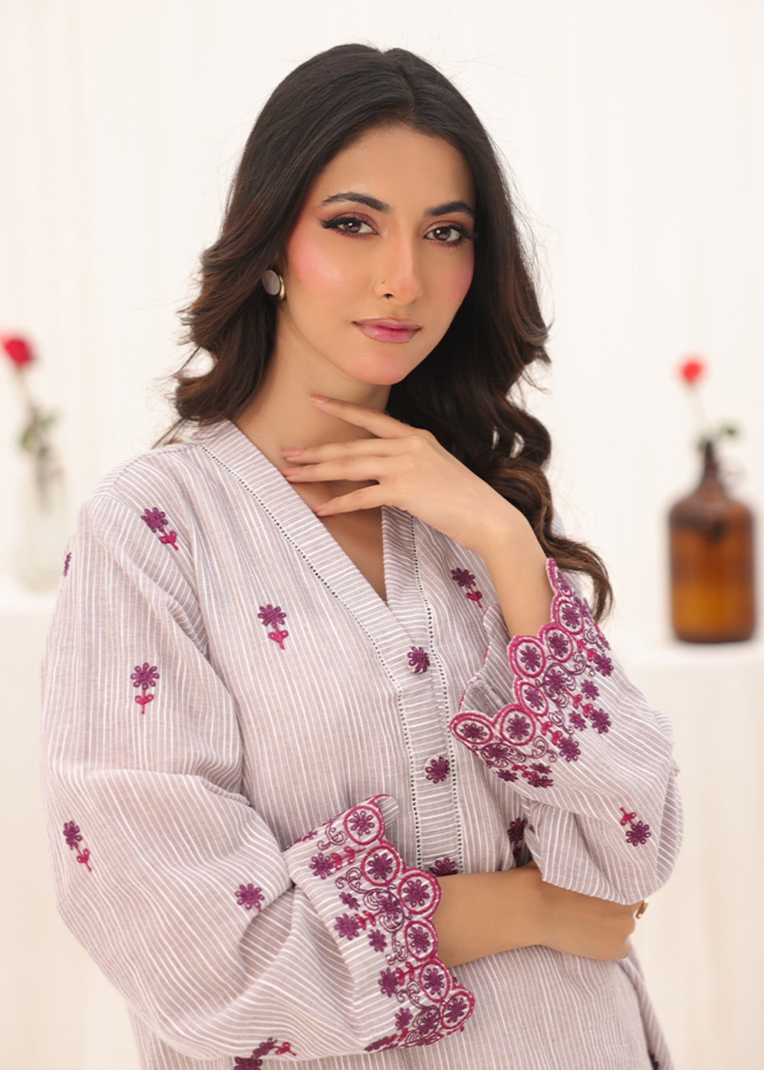 yarn dyed Kurti in Beige