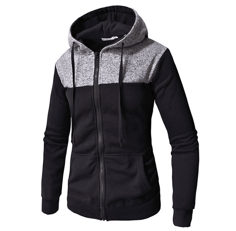 Hooded Color Block Casual Sweater Men'S Jacket Cardigan