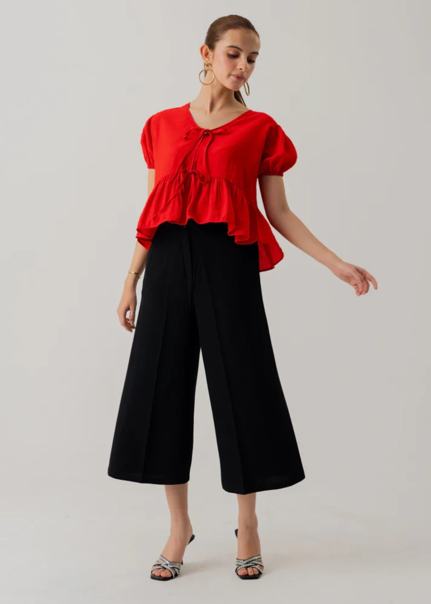 poly silk Top in Red