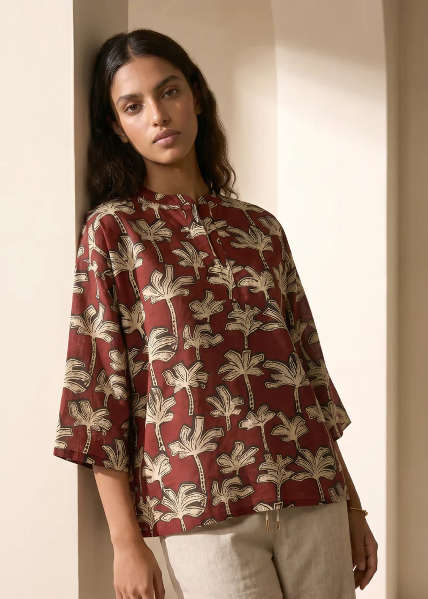 khaddar Top in Maroon