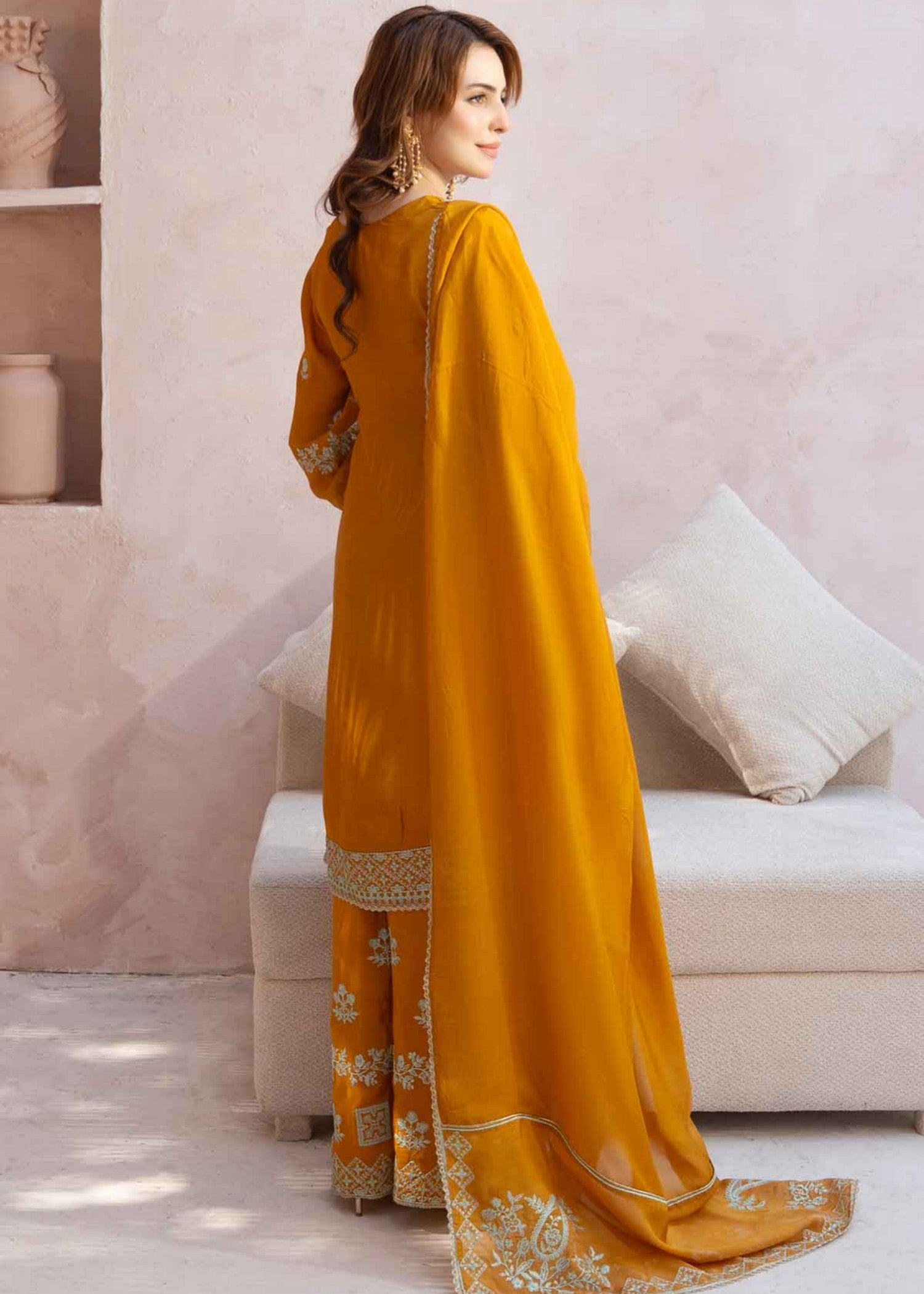 silk grip Kurta Set in Mustard