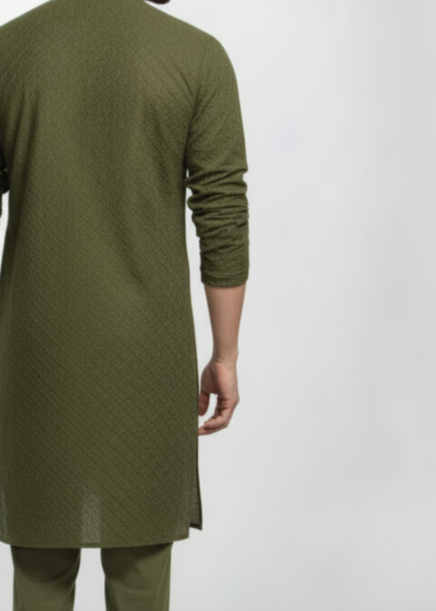 chikankari cotton Kurta Set in Avocado green