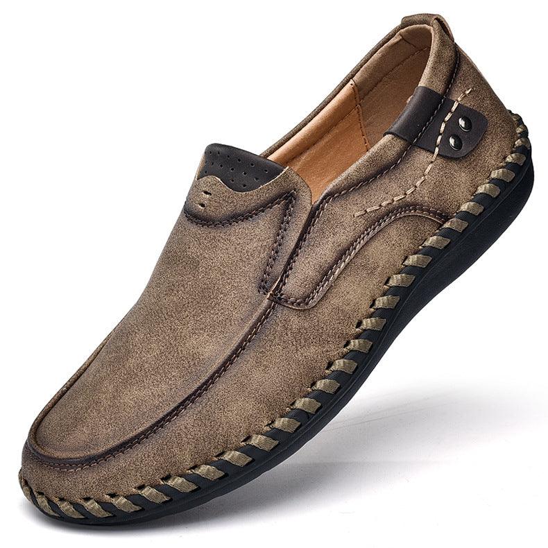 Men's Casual Leather Shoes British Retro Plus Size