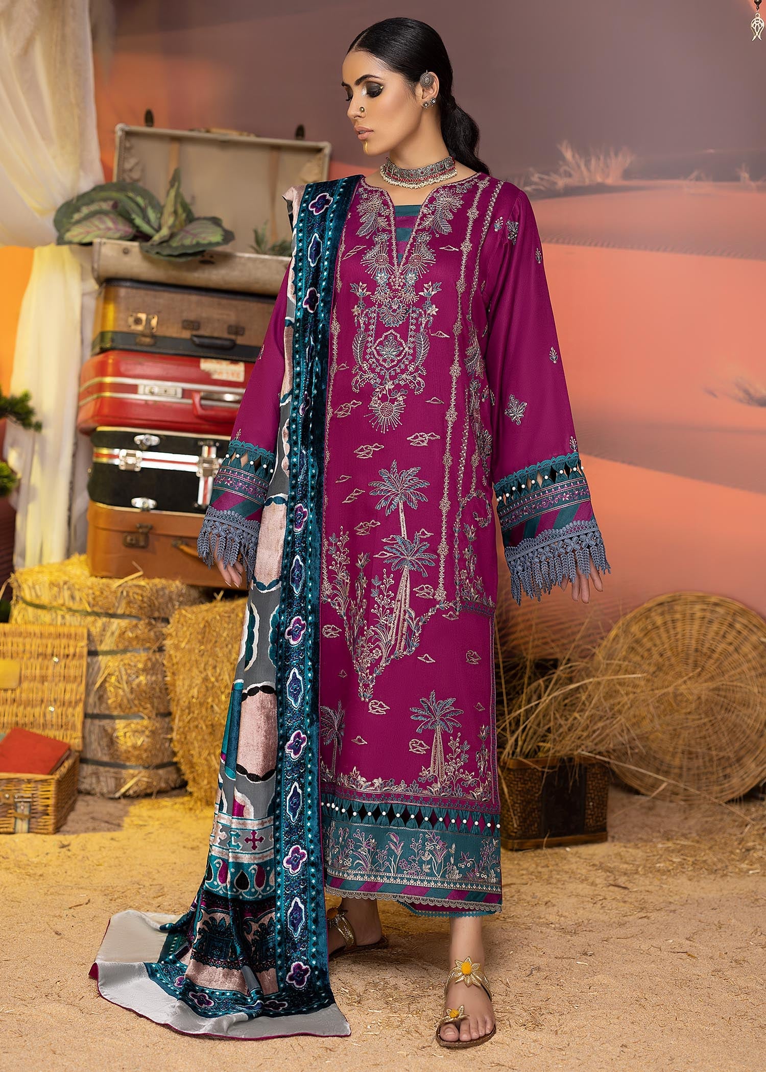 silk Unstitched in Hot pink