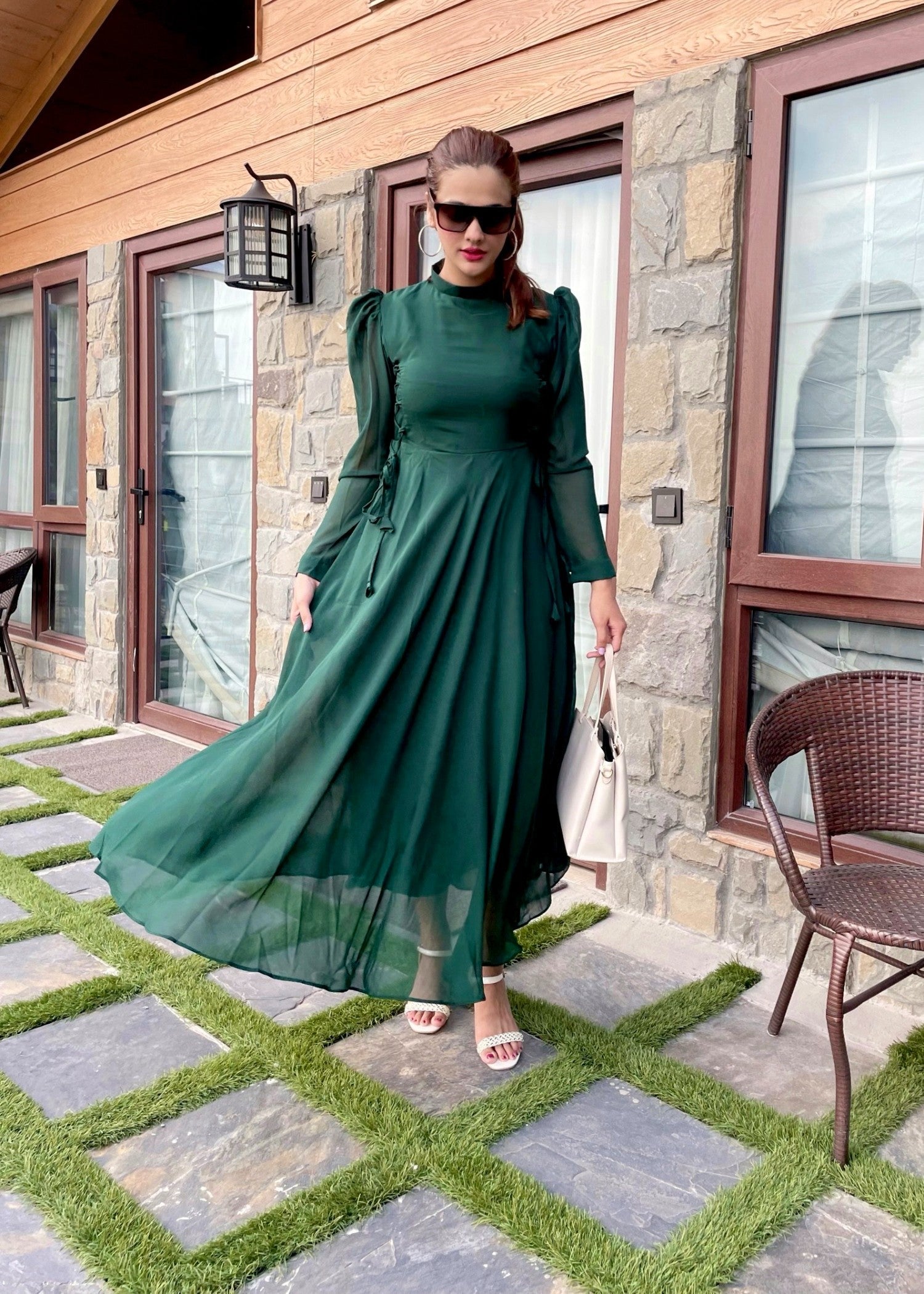 chiffon Frock in Green