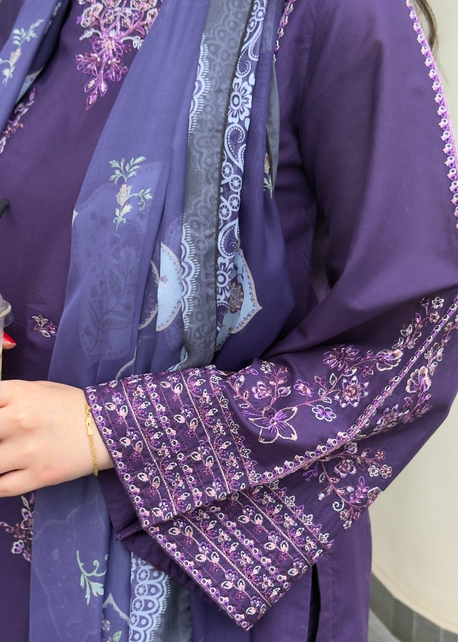 cotton Kurta Set in Purple rain